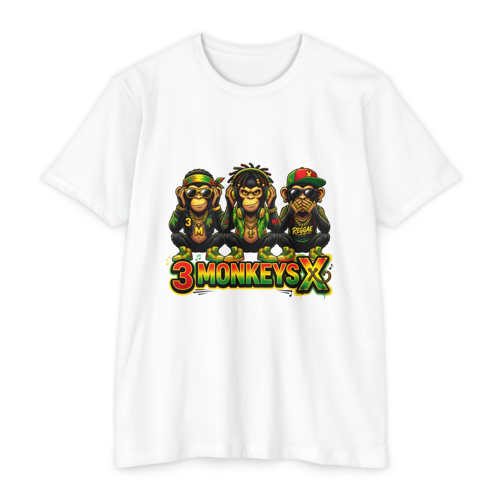 3 Monkeys Rasta Graphic T-Shirt