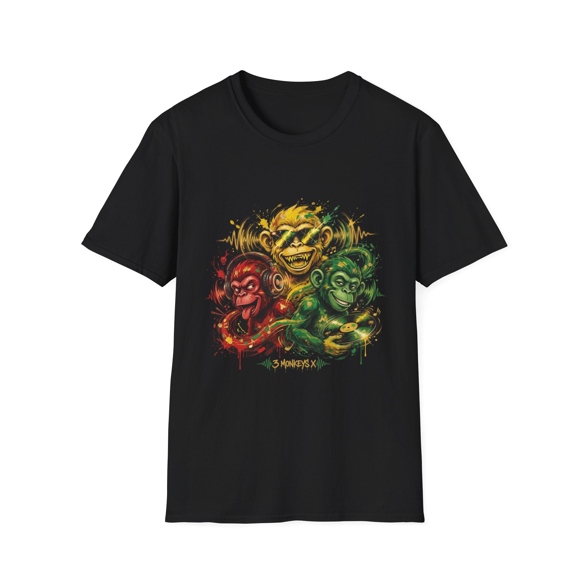 Graphic Tee — Three Wise Monkeys Reggae Skull Art T-Shirt
