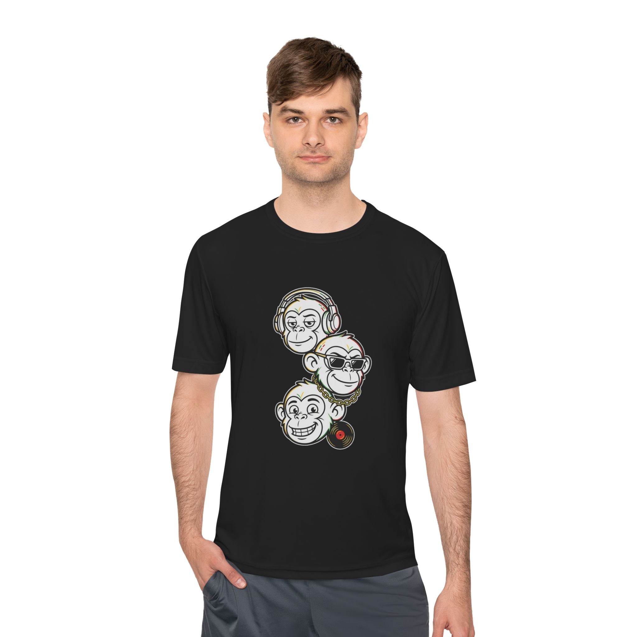 Monkey Beat Tee — Bold Outline DJ, Sunglasses & Vinyl Graphic T-Shirt