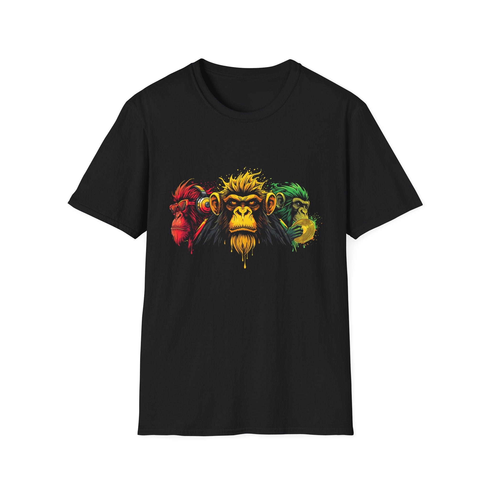 Rasta Three Wise Monkeys Graphic T-Shirt — Hear No Evil, See No Evil, Speak No Evil