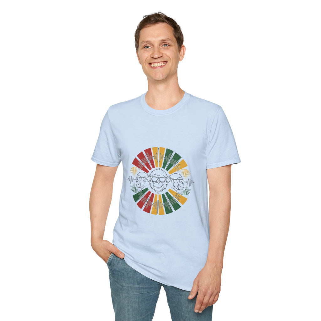 Retro Rainbow Sunface T-Shirt — Vintage Hippie Skull & Sunglasses Graphic