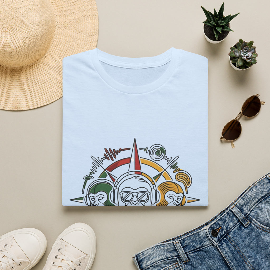 Compass Crew Graphic T-Shirt — Retro Music Skull Compass Design