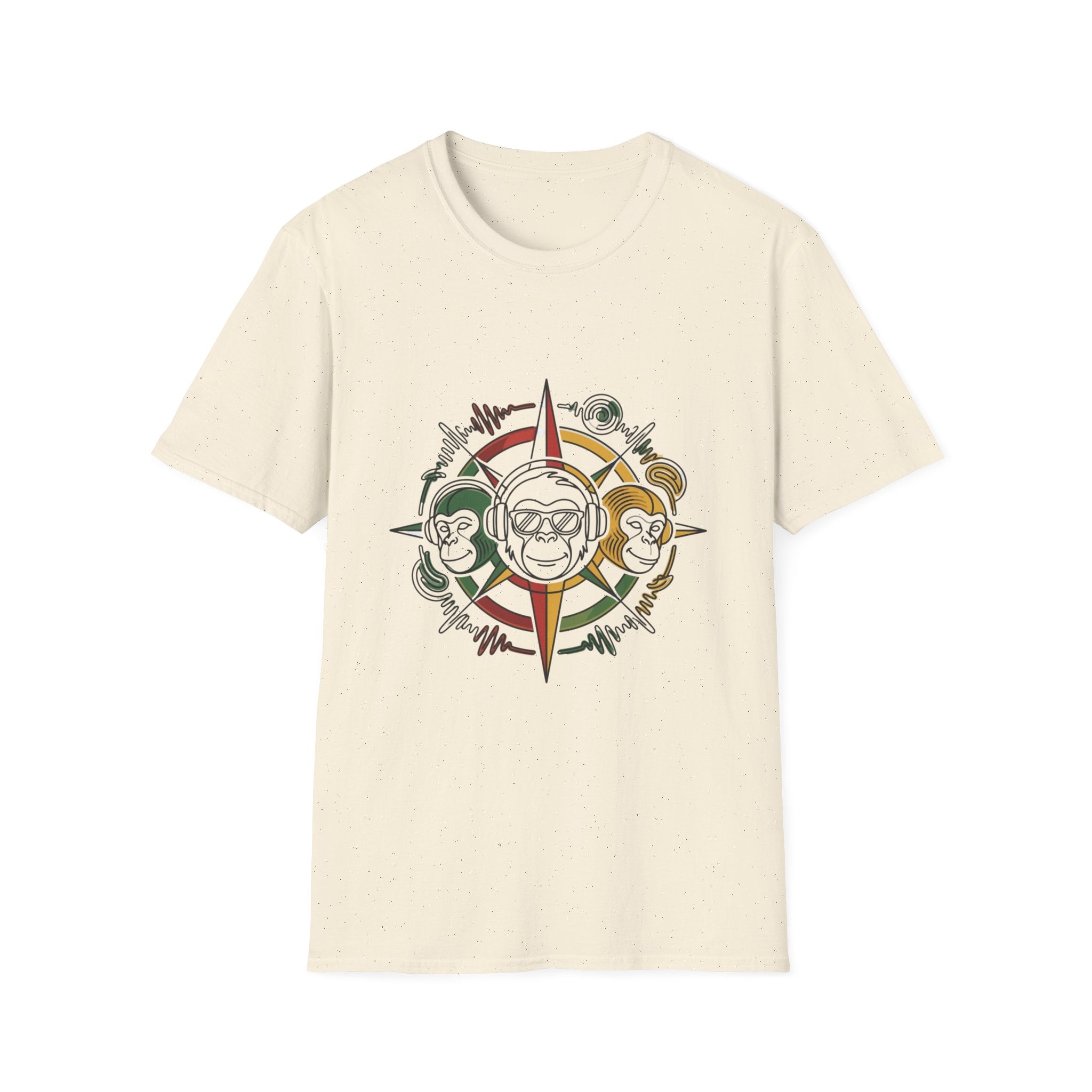 Compass Crew Graphic T-Shirt — Retro Music Skull Compass Design