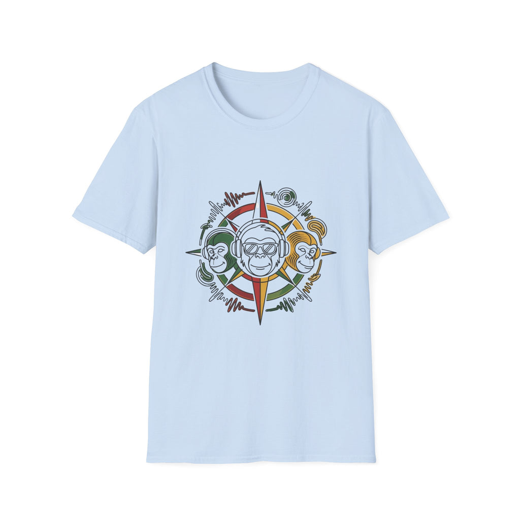 Compass Crew Graphic T-Shirt — Retro Music Skull Compass Design