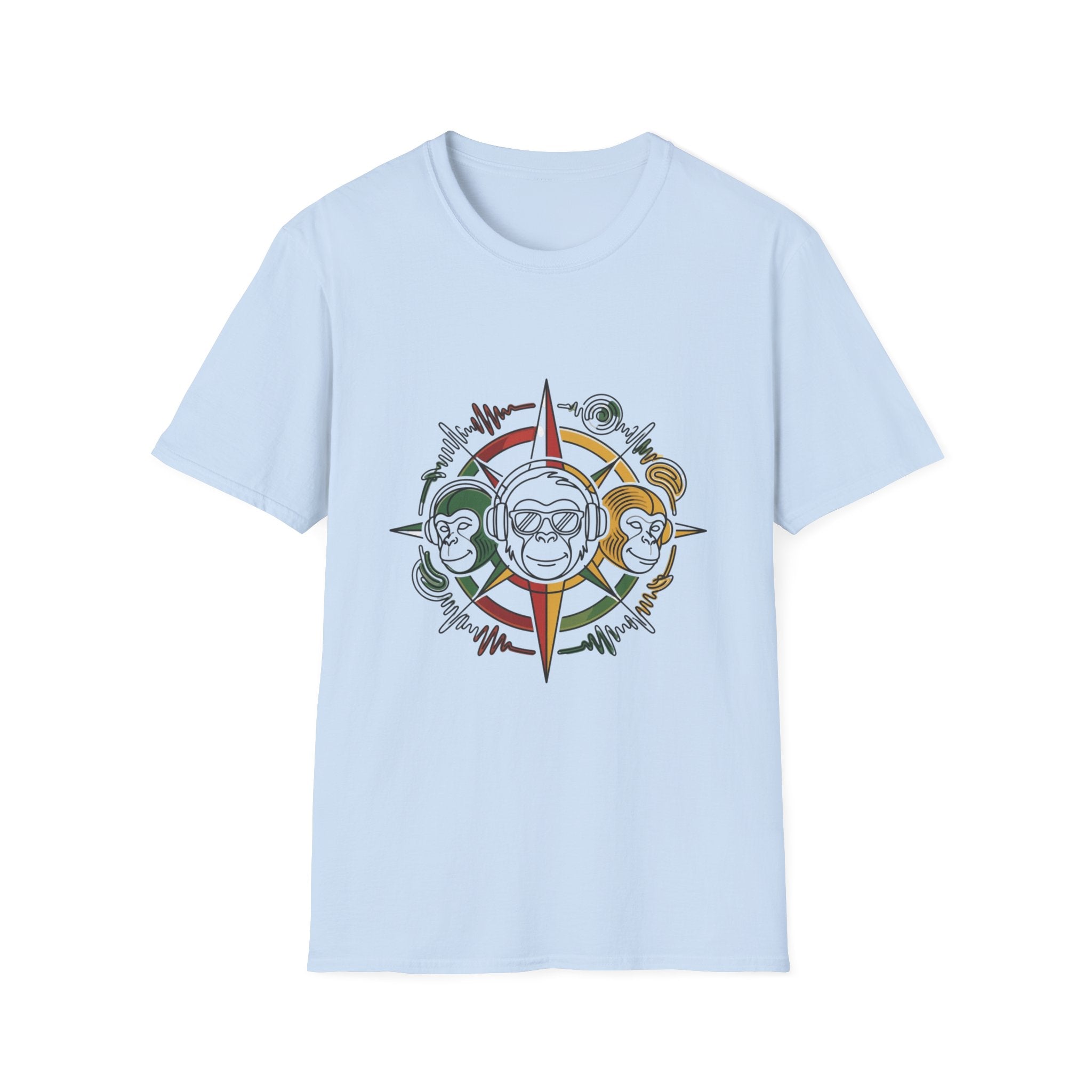 Compass Crew Graphic T-Shirt — Retro Music Skull Compass Design