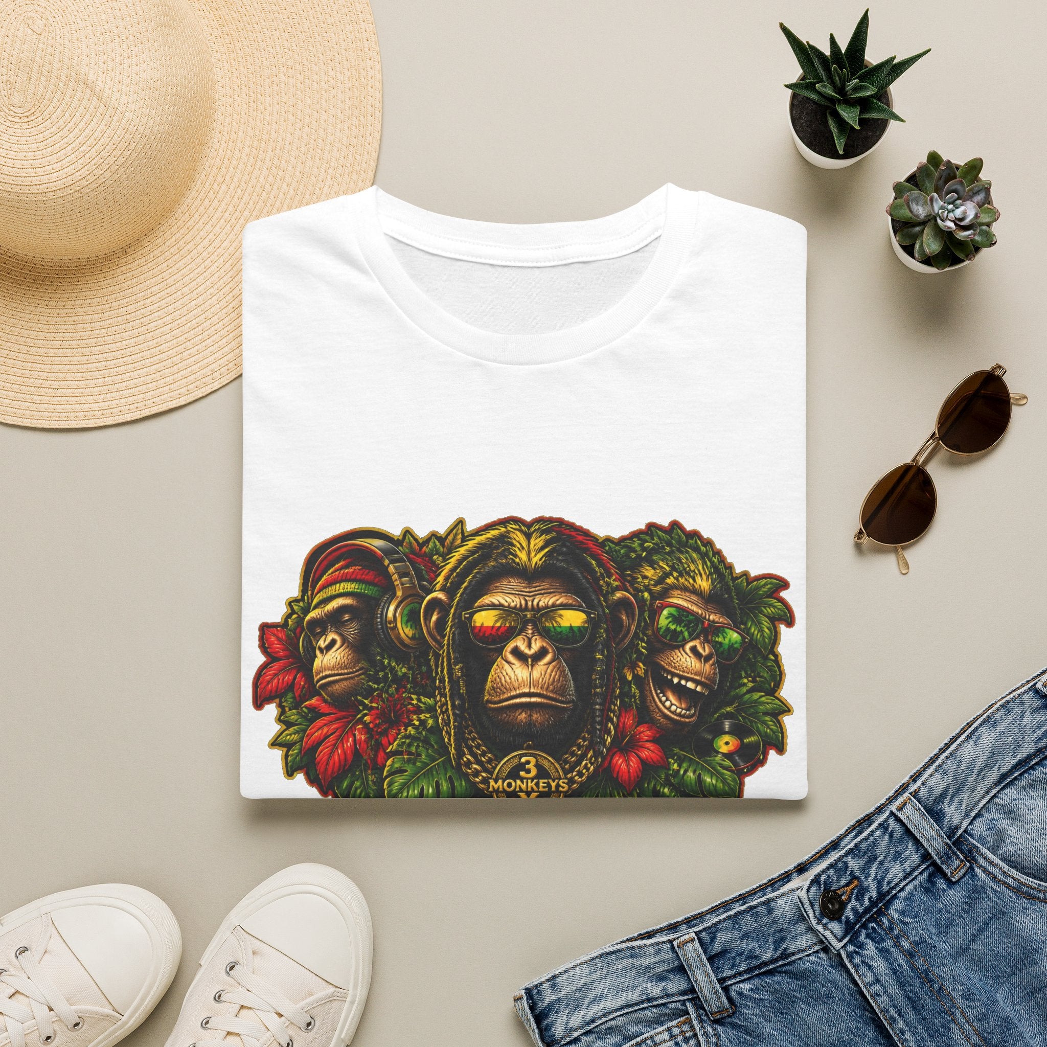 Tribal Monkey Trio Graphic T-Shirt — Jungle Mask Ape Art Tee