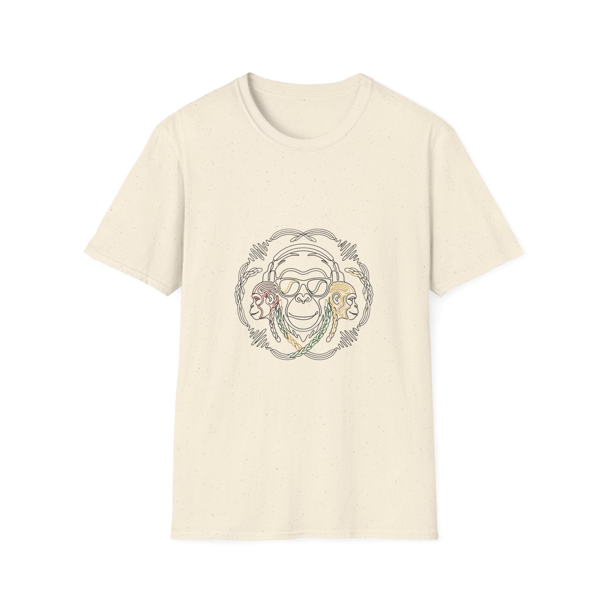 T-Shirt — Colorful Line Art Monkey Crew Tee
