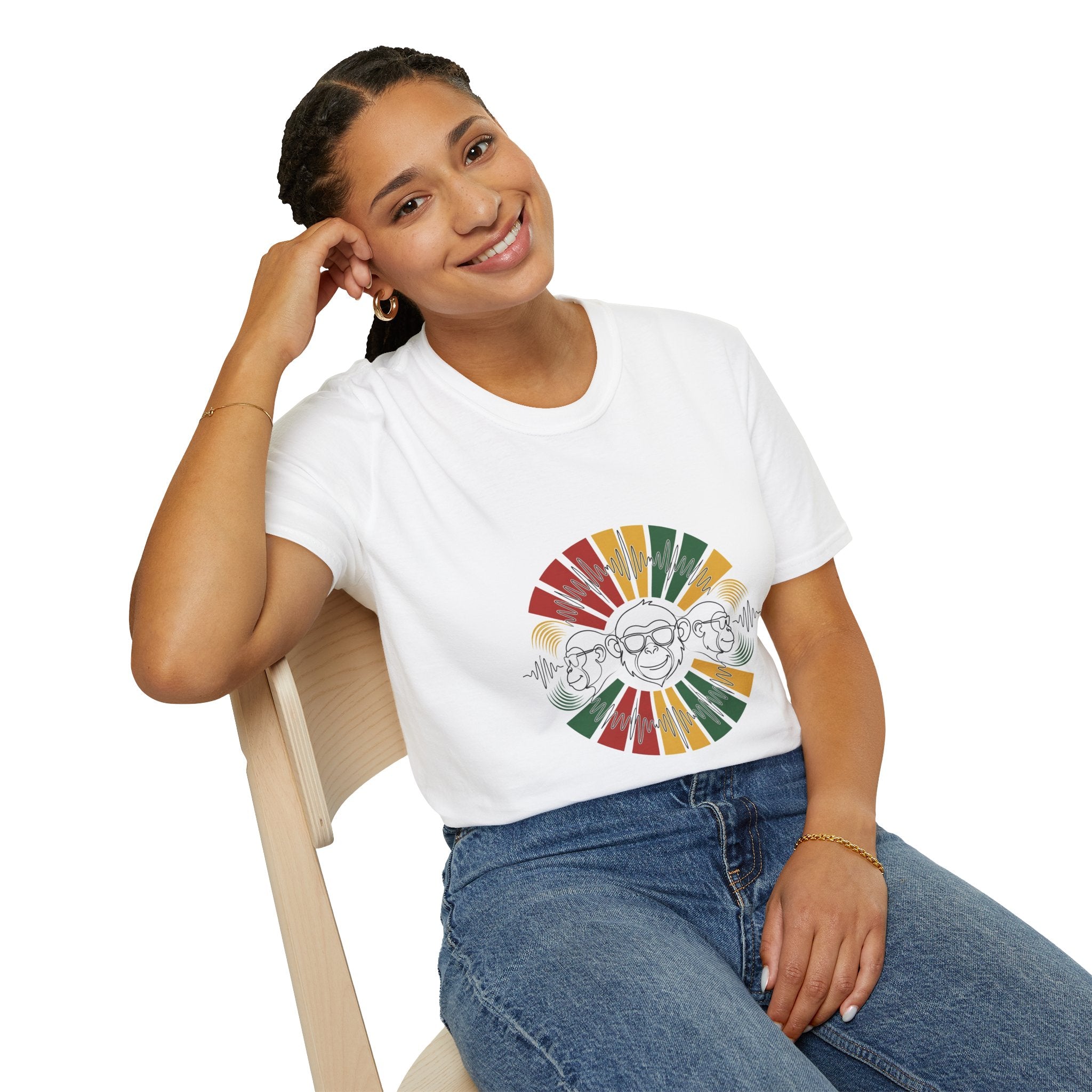 Retro Rainbow Sunface T-Shirt — Vintage Hippie Skull & Sunglasses Graphic
