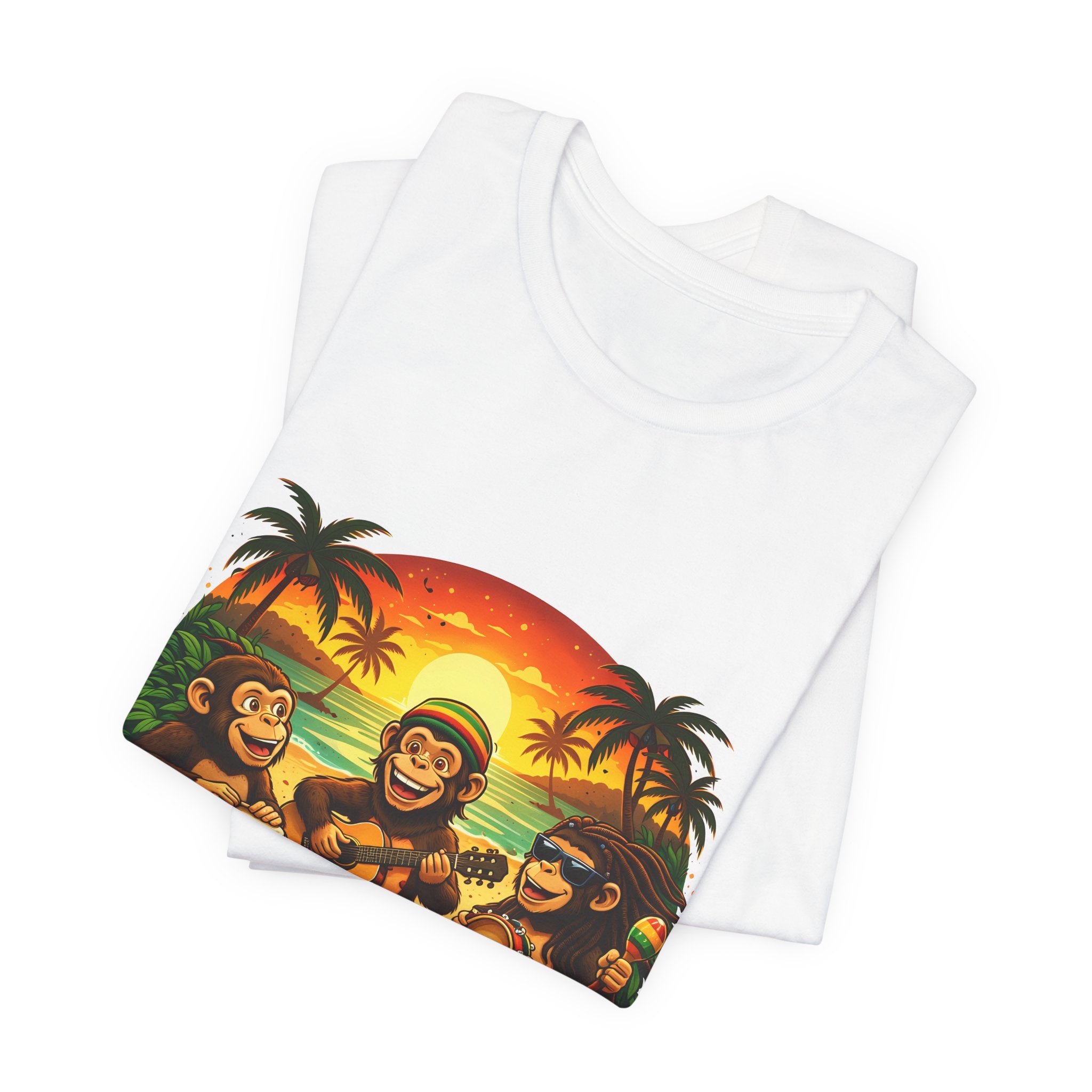 3MonkeysX Tropical Sunset Tee — Cute Monkey Band Graphic T-Shirt