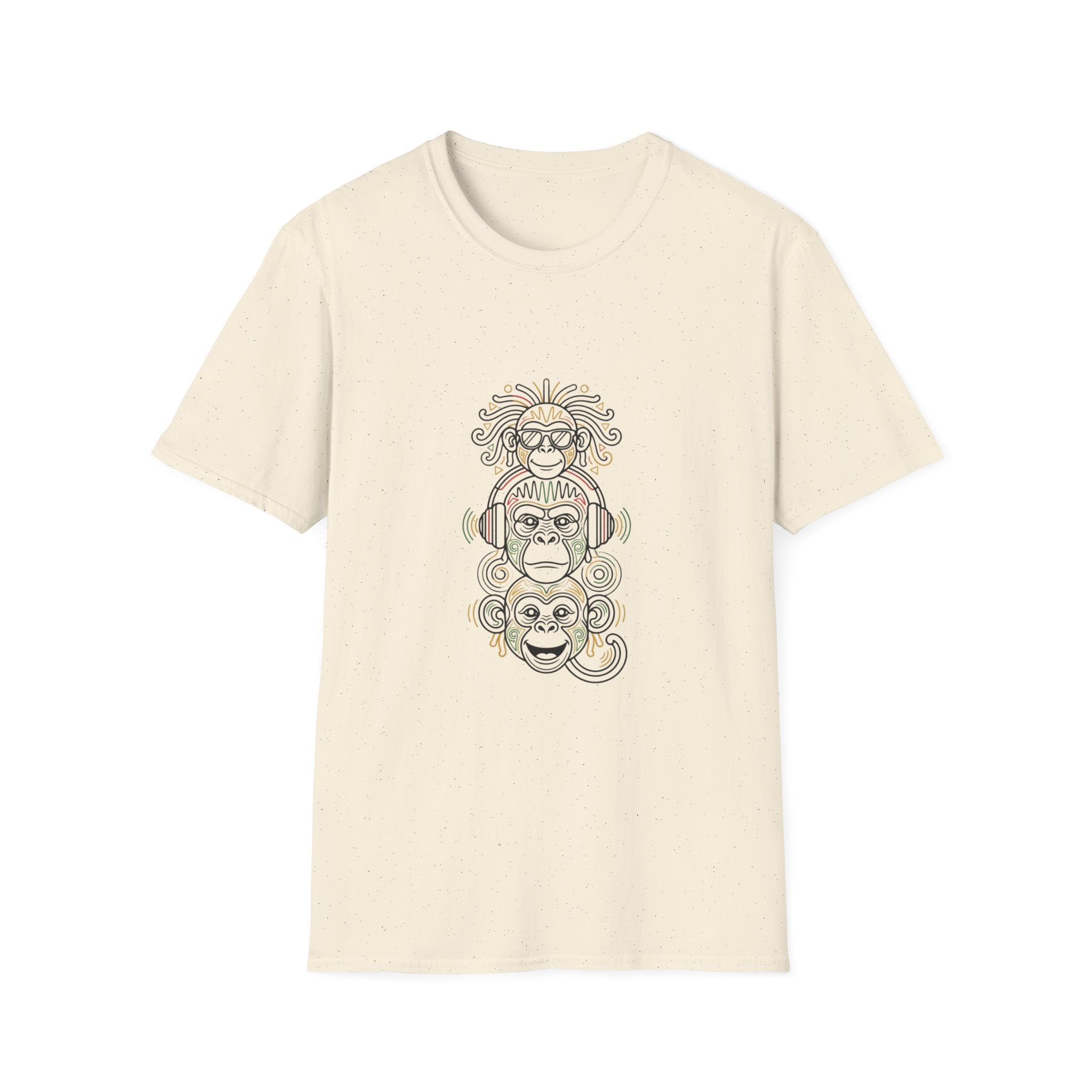 Spiritual Monkey Stack T‑Shirt — Boho Tribal Meditation Graphic Tee