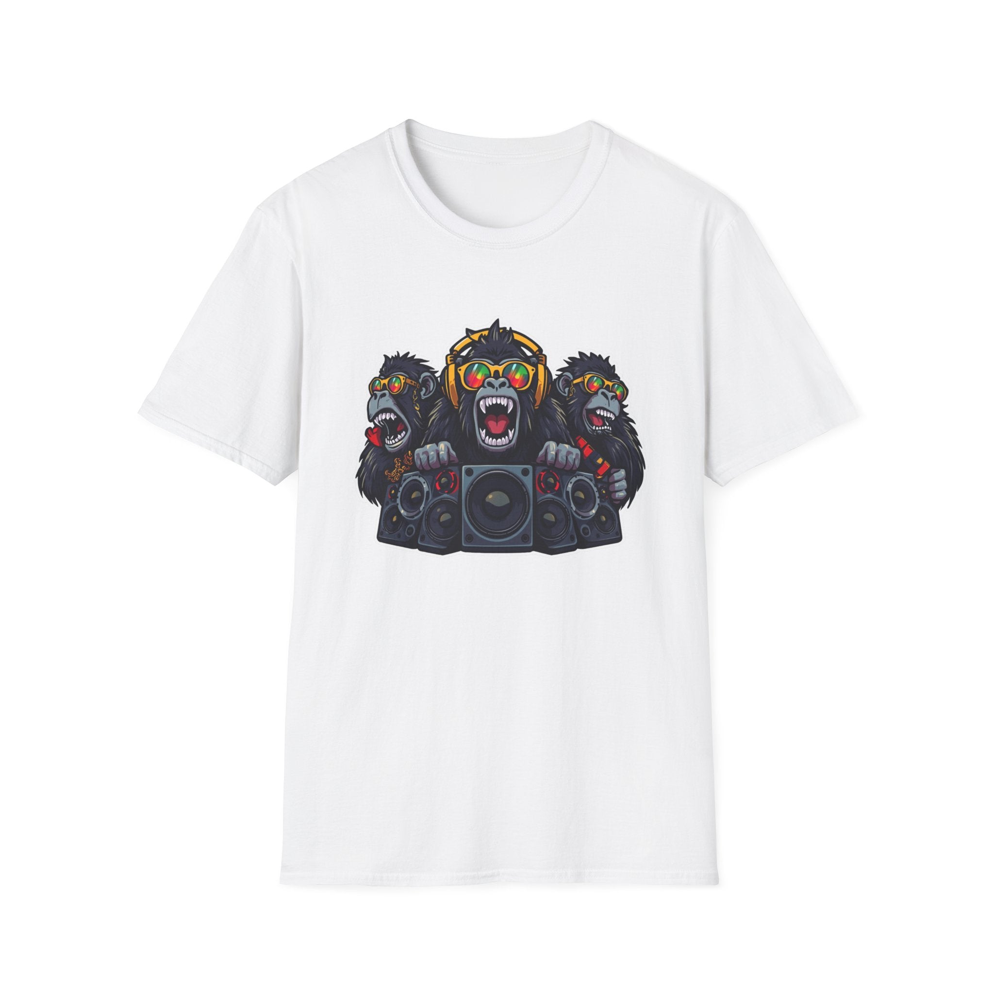 Gorilla DJ Party T-Shirt — Wild Speaker Bass Graphic Tee