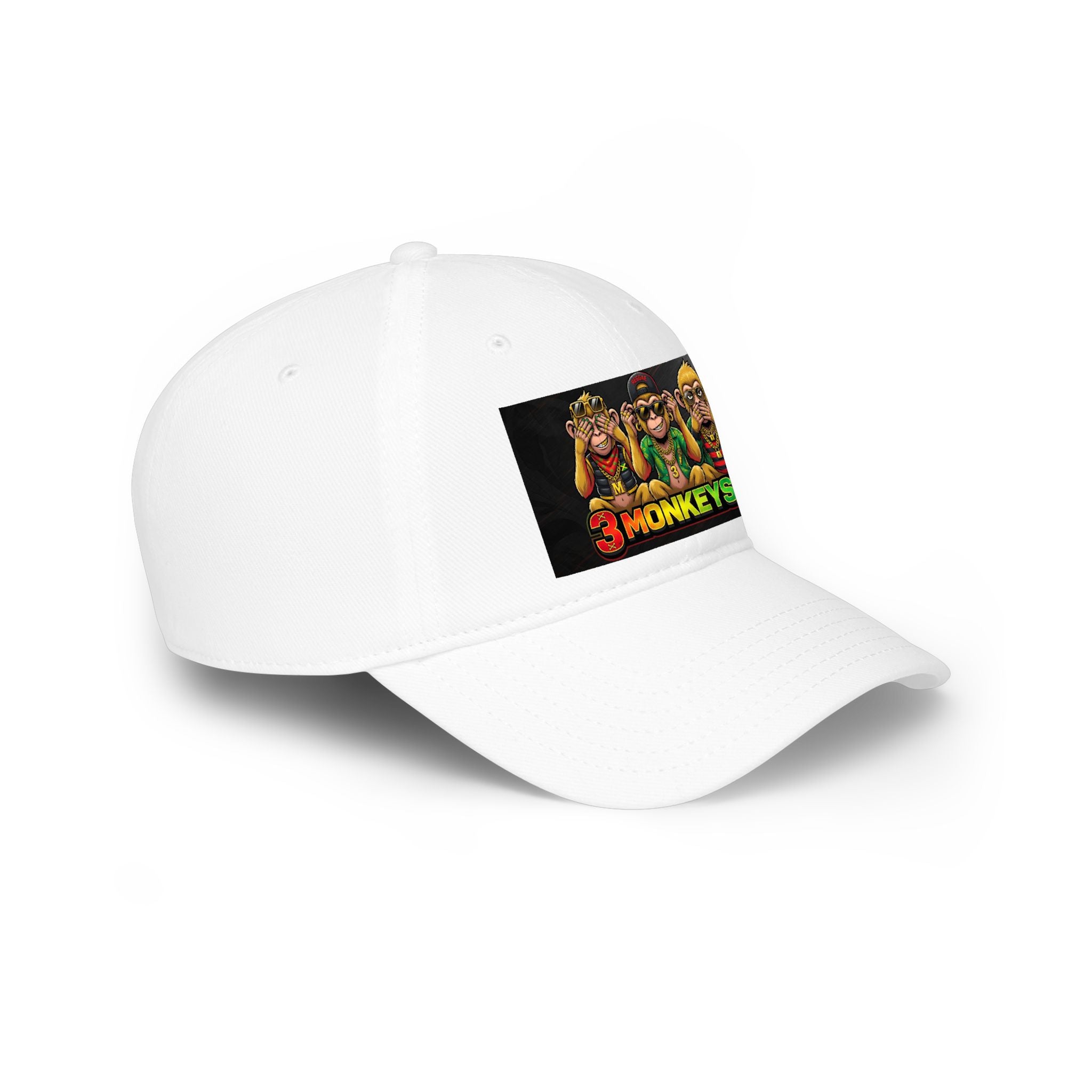 3 Monkeys Rasta Logo Baseball Cap — Low Profile Reggae Hat