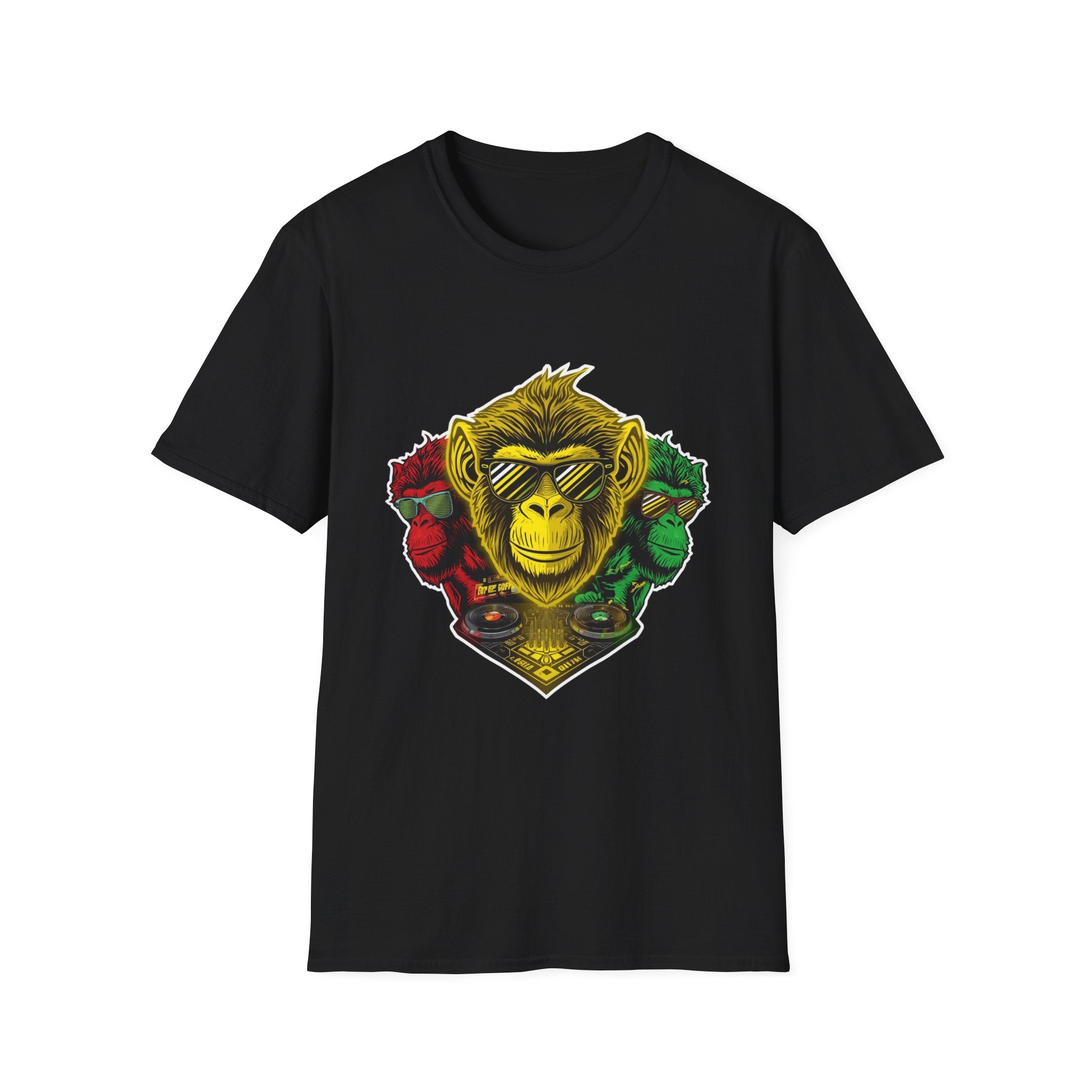 Monkey DJ Graphic T-Shirt — Cool Sunglasses Retro Ape Tee