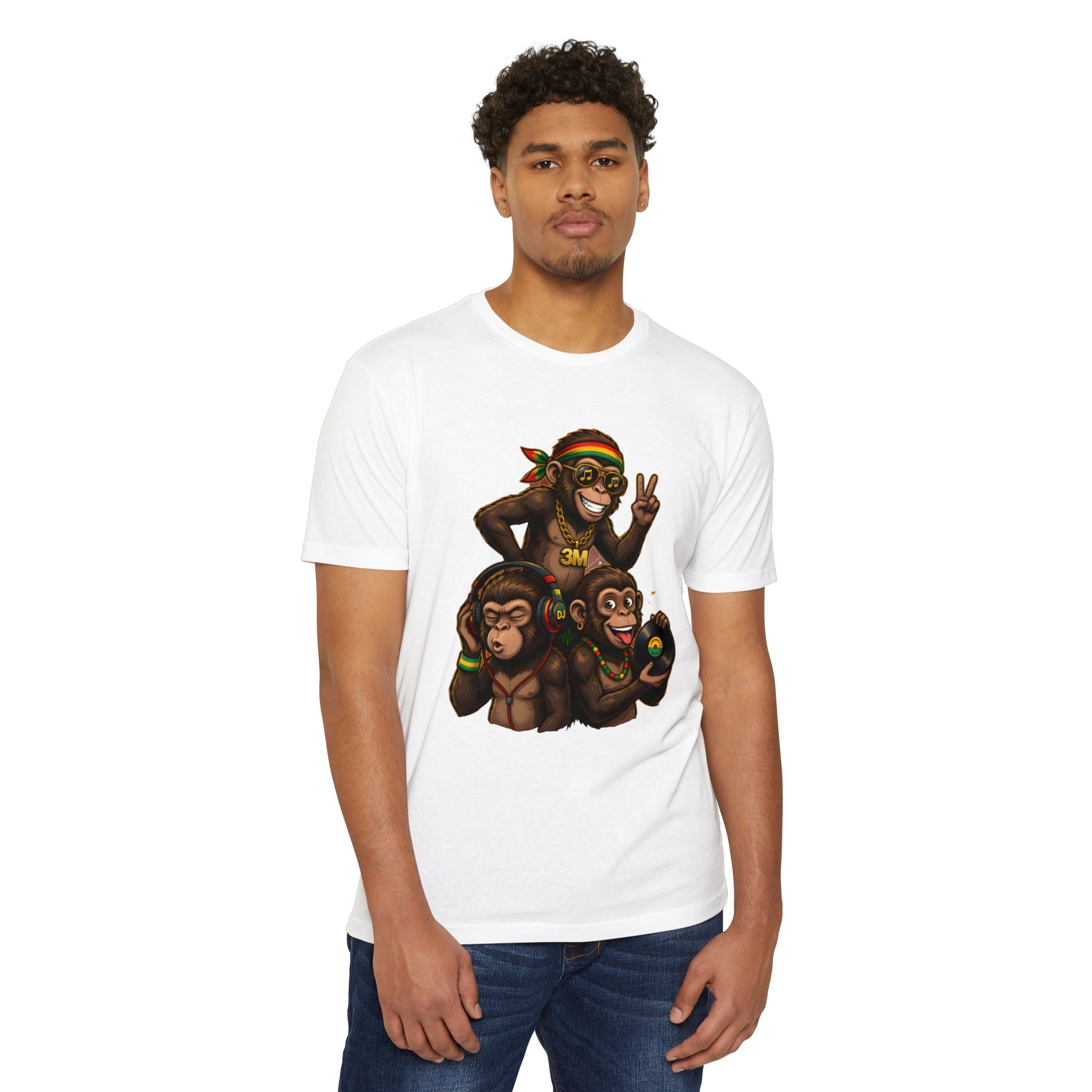 Rasta Monkeys Graphic T-Shirt — Three Wise Monkeys Reggae Design