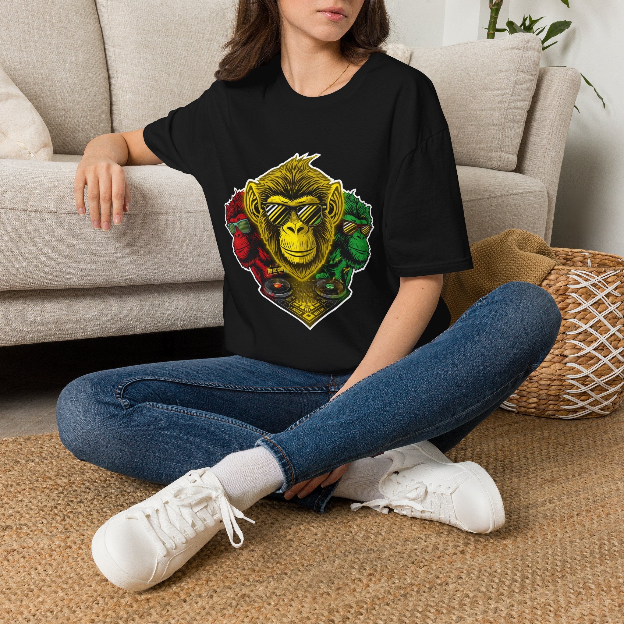 Monkey DJ Graphic T-Shirt — Cool Sunglasses Retro Ape Tee
