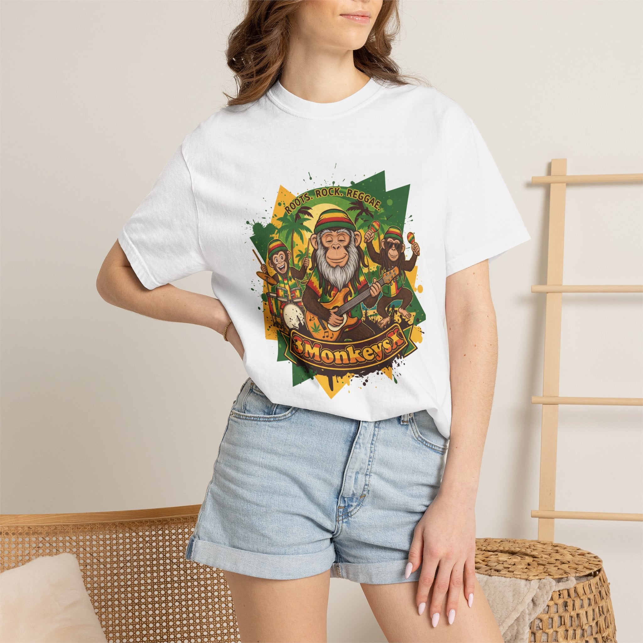 3 Monkeys Reggae Band T-Shirt — Vintage Rasta Music Tee