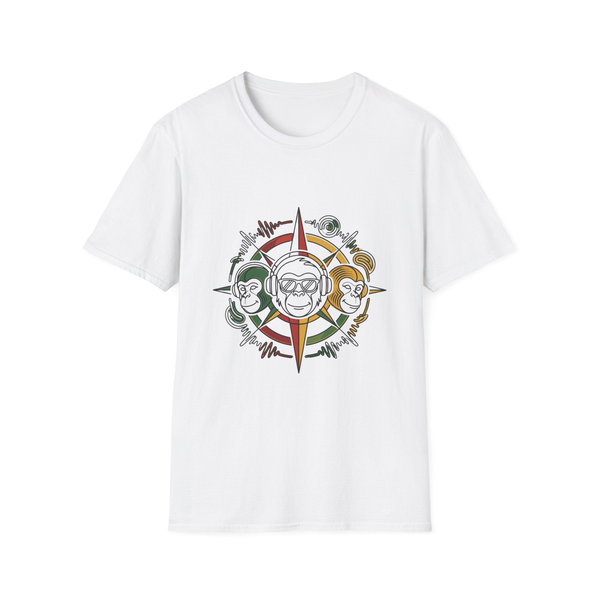 Compass Crew Graphic T-Shirt — Retro Music Skull Compass Design