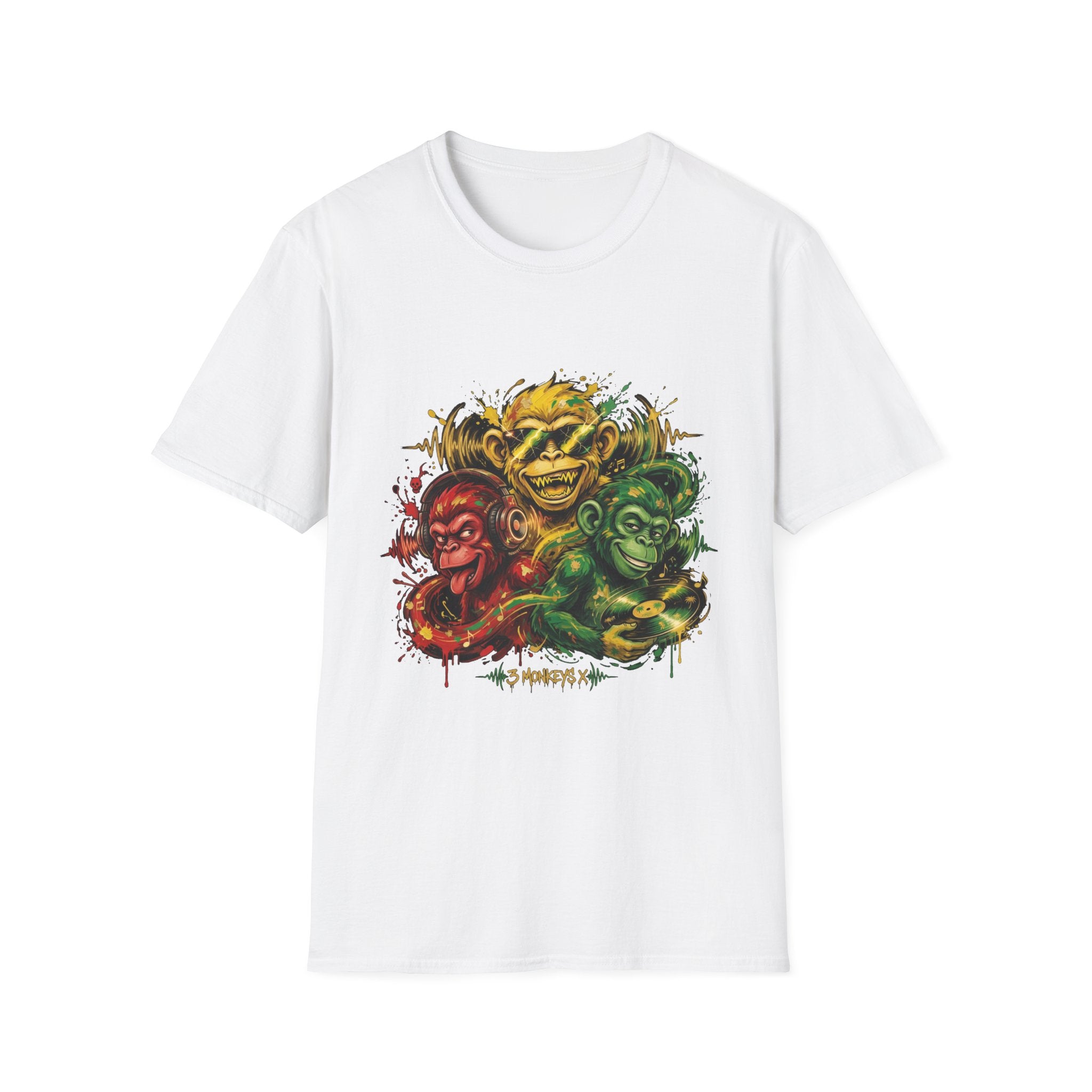 Graphic Tee — Three Wise Monkeys Reggae Skull Art T-Shirt
