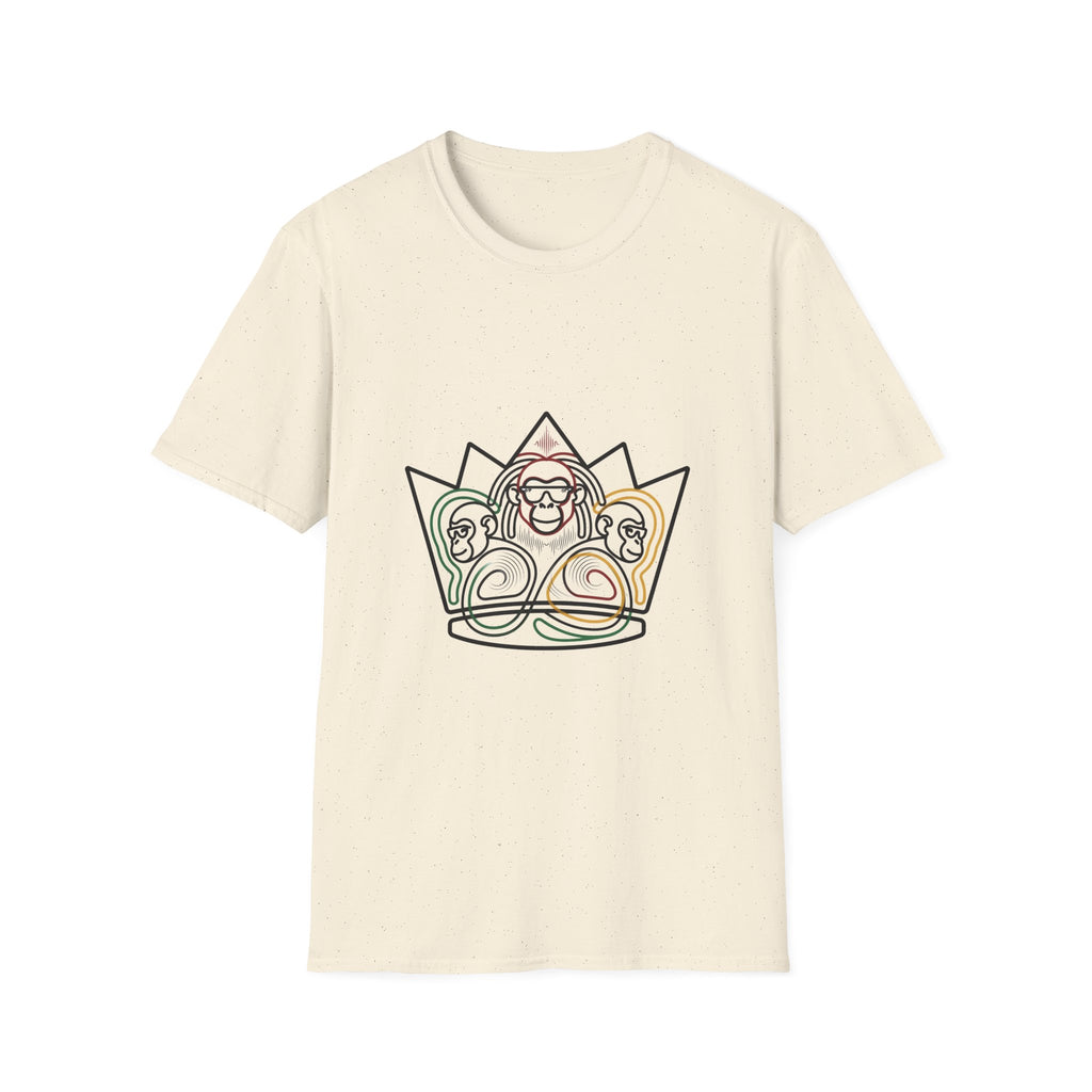 Monkey Crown T-Shirt — Minimal Line Art Three Wise Monkeys Tee
