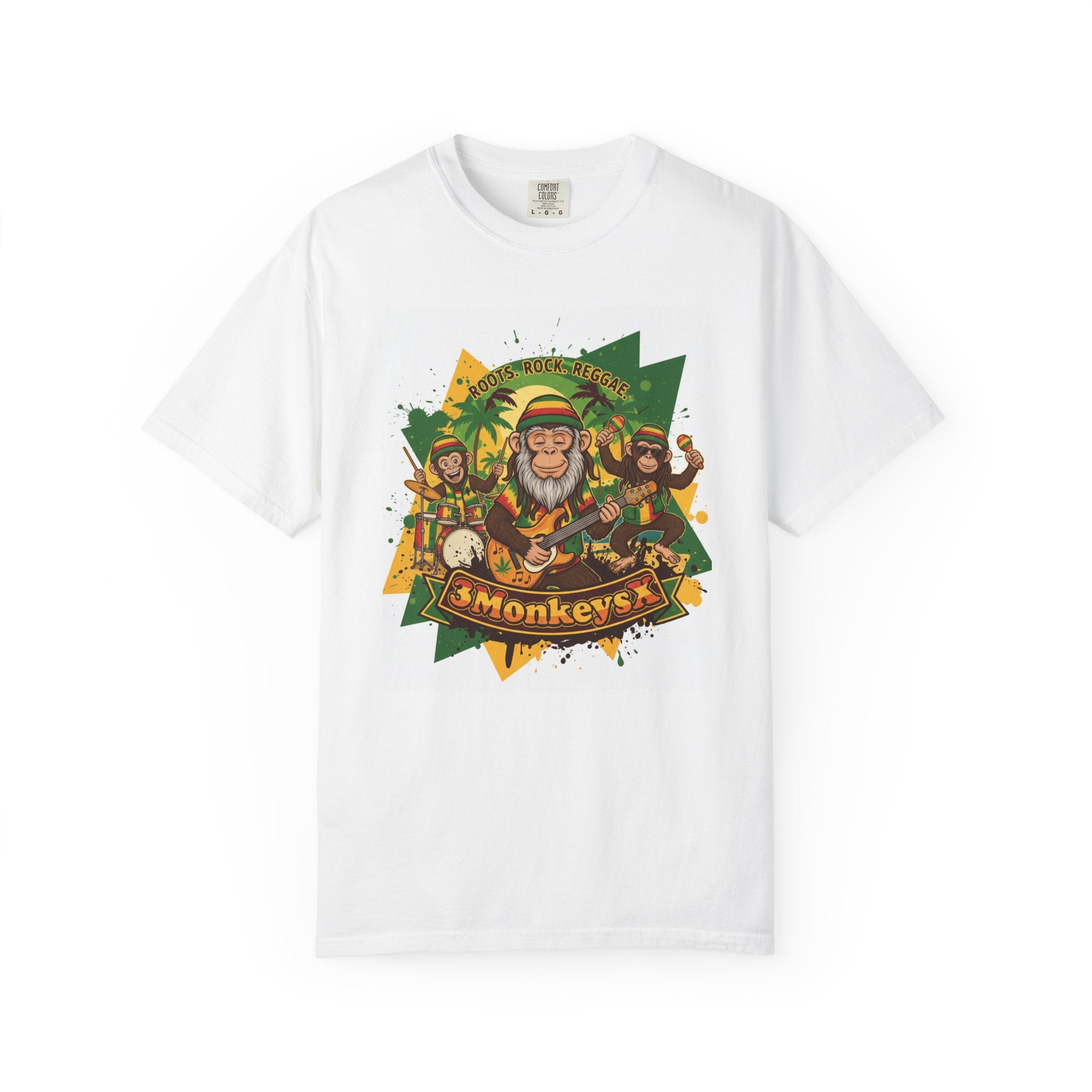 3 Monkeys Reggae Band T-Shirt — Vintage Rasta Music Tee