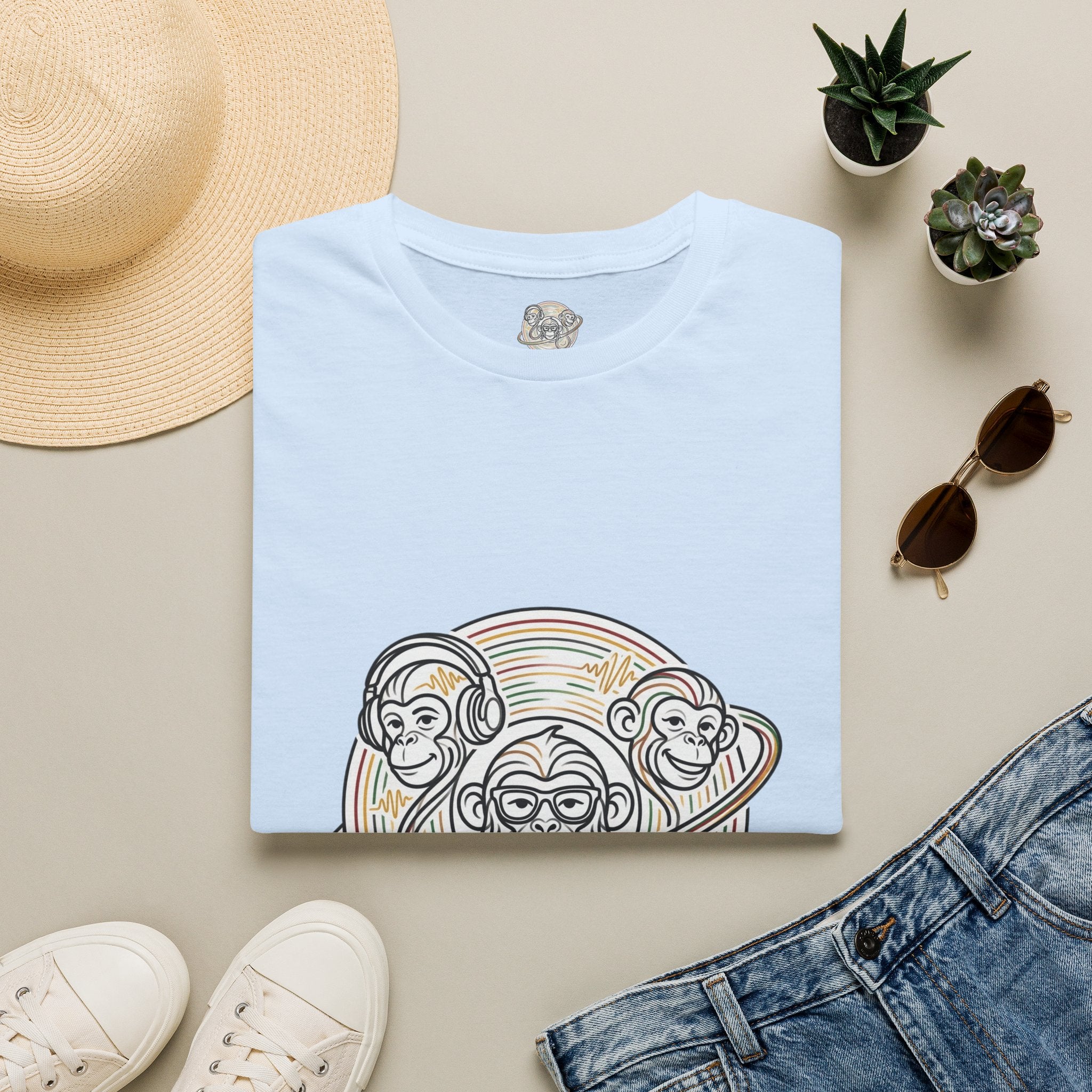Three Wise Monkeys T-Shirt — Retro Rainbow Prank/See No Evil Design