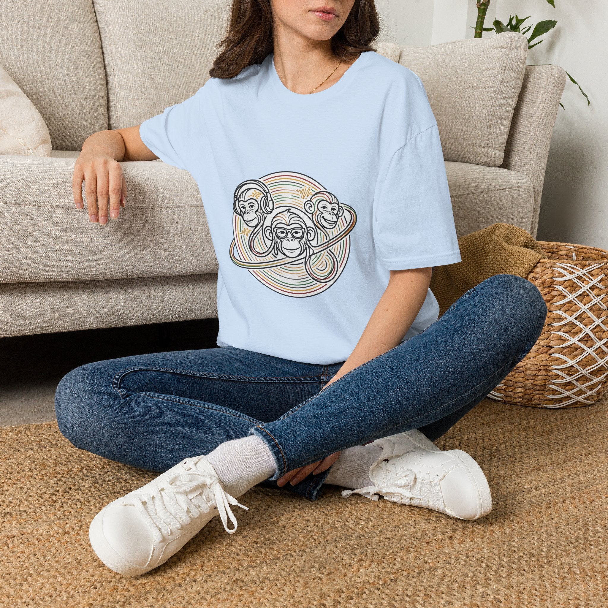 Three Wise Monkeys T-Shirt — Retro Rainbow Prank/See No Evil Design
