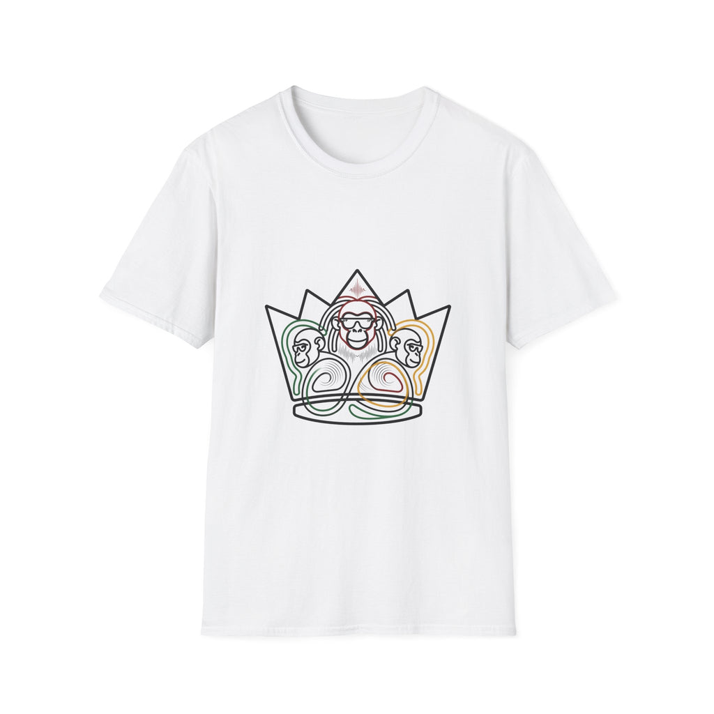 Monkey Crown T-Shirt — Minimal Line Art Three Wise Monkeys Tee