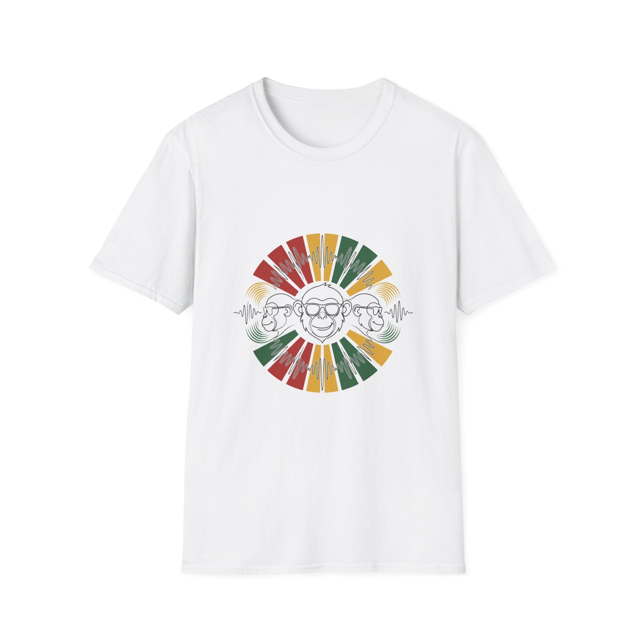 Retro Rainbow Sunface T-Shirt — Vintage Hippie Skull & Sunglasses Graphic