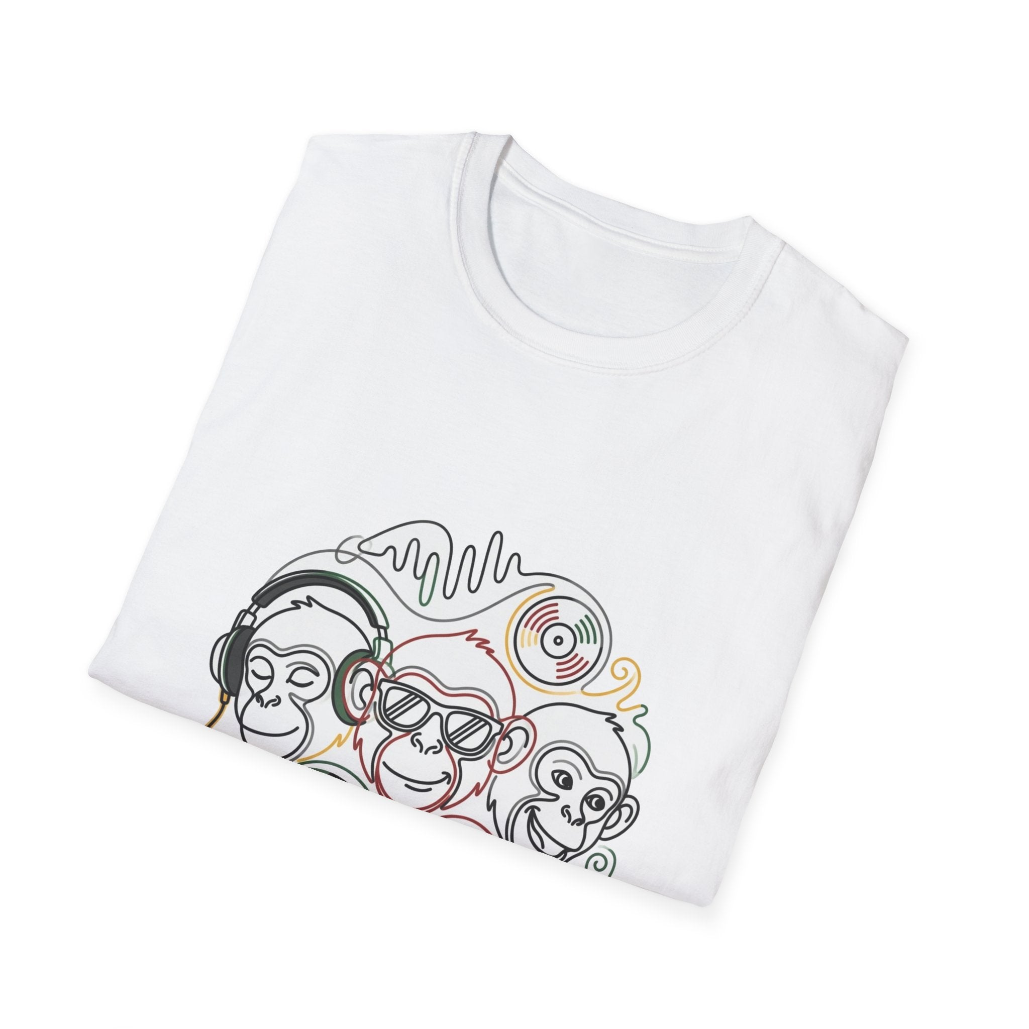 Music Monkeys T‑Shirt — Trio of DJ Monkeys Graphic Tee
