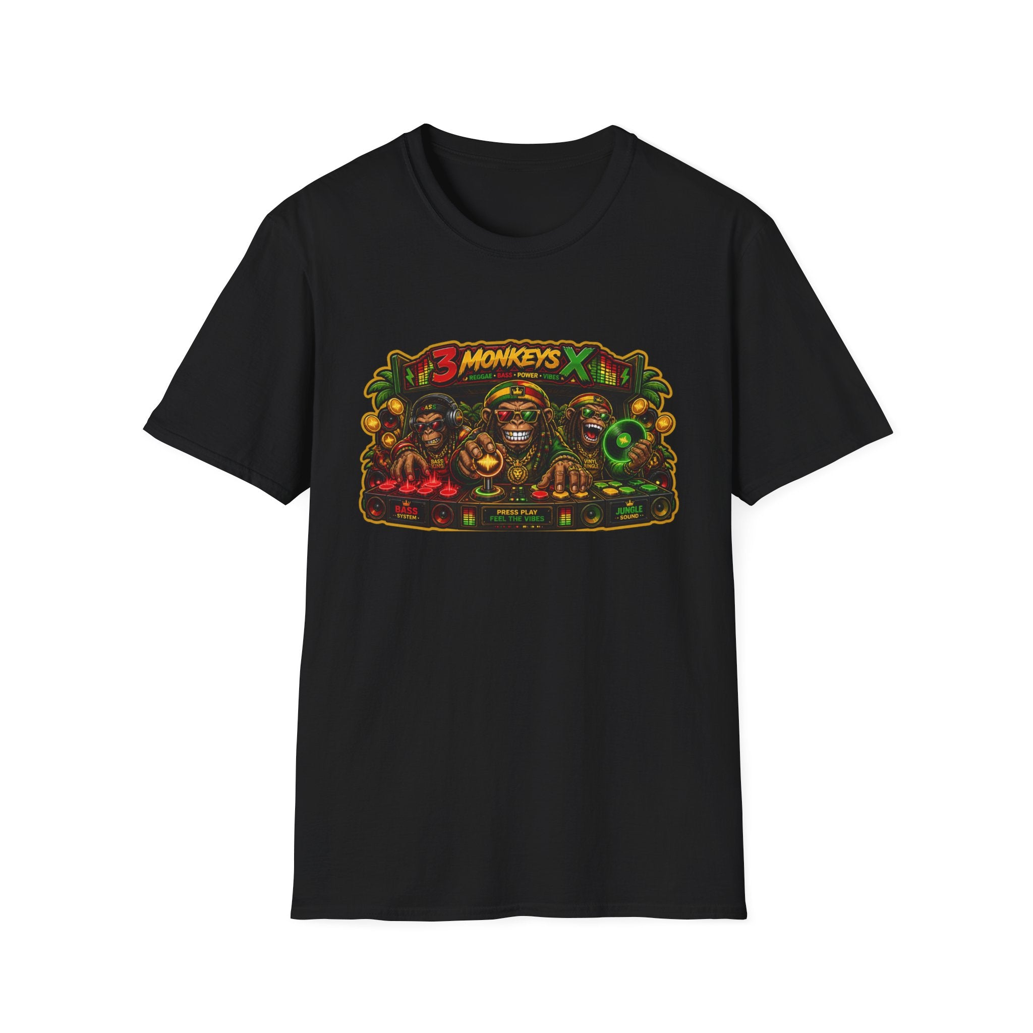 3 Monkeys Arcade Tee — Retro Gaming Graphic T-Shirt