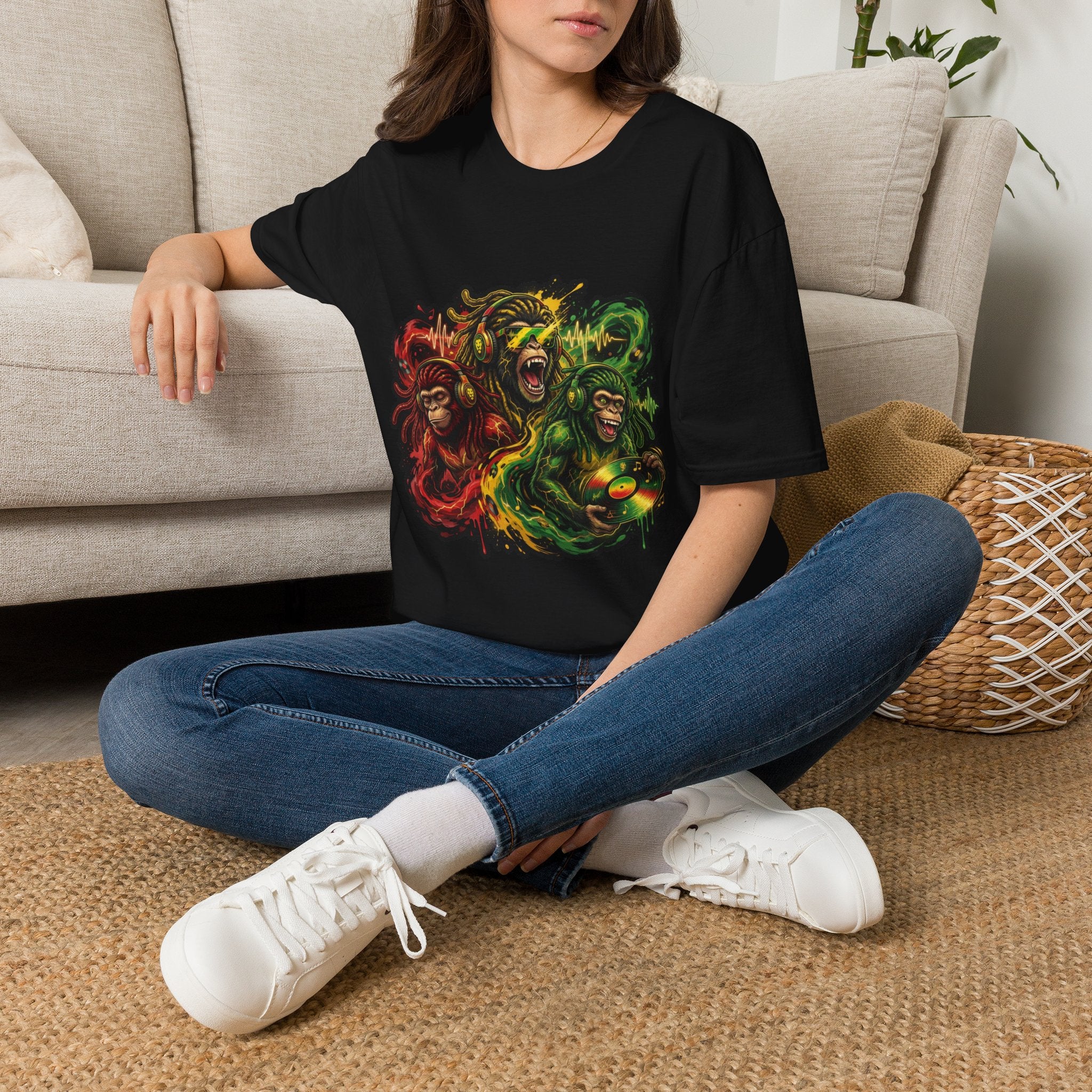 Rasta Lion & Monkeys Graphic T-Shirt