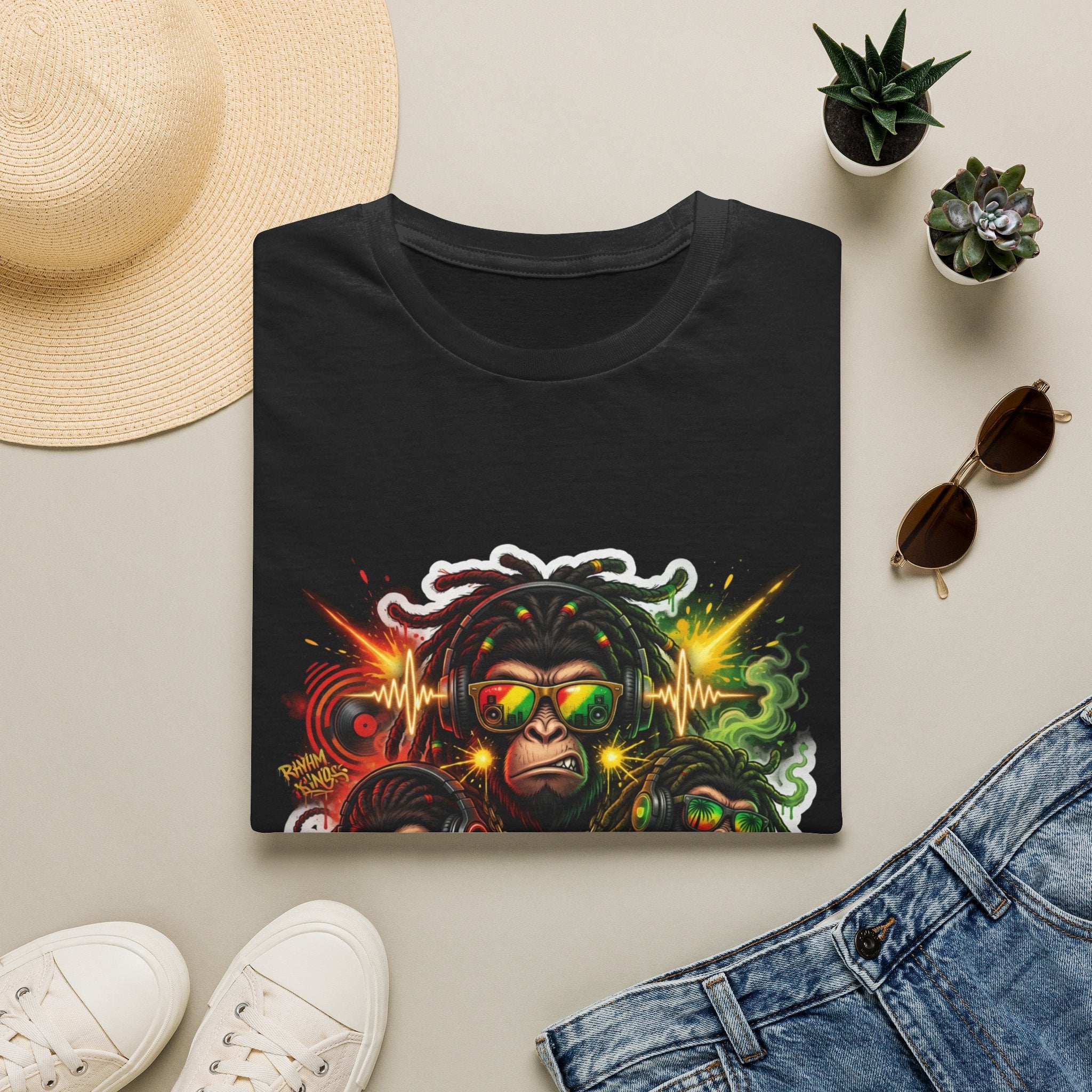 Reggae Monkey T-Shirt — Rasta Dreadlock Ape Graphic Tee