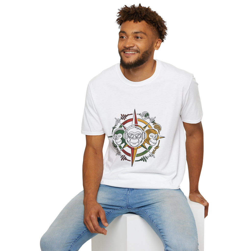 Compass Crew Graphic T-Shirt — Retro Music Skull Compass Design