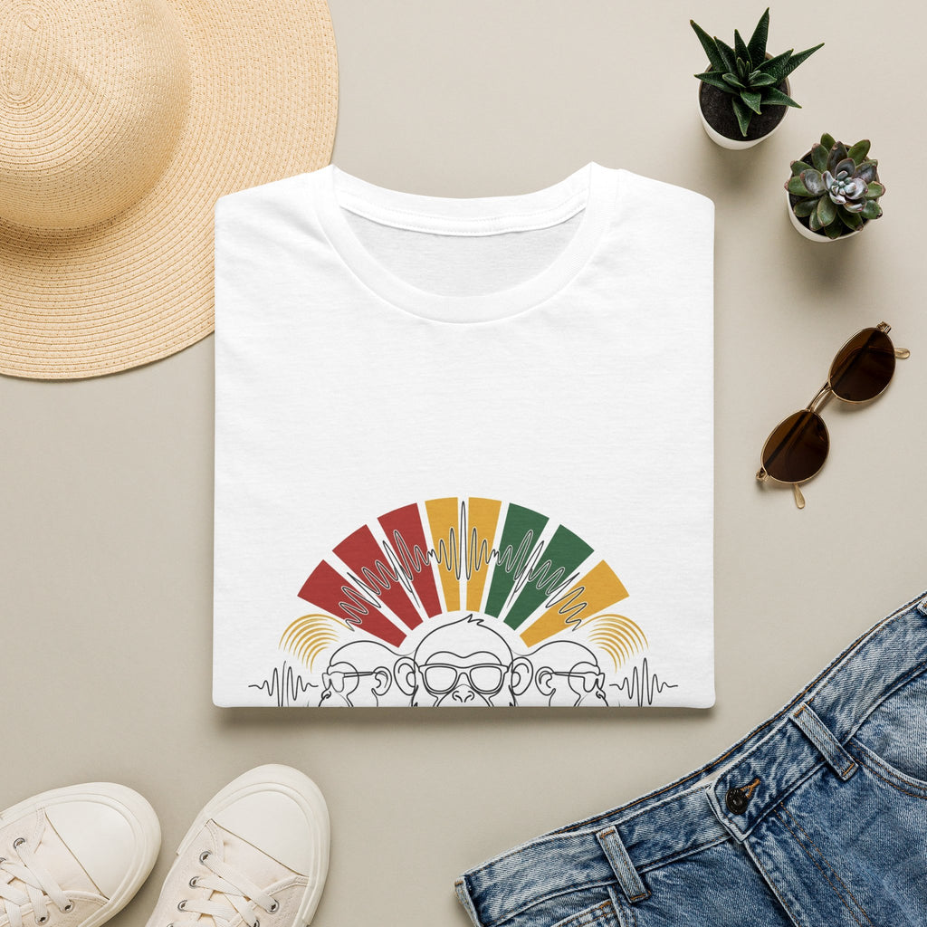 Retro Rainbow Sunface T-Shirt — Vintage Hippie Skull & Sunglasses Graphic