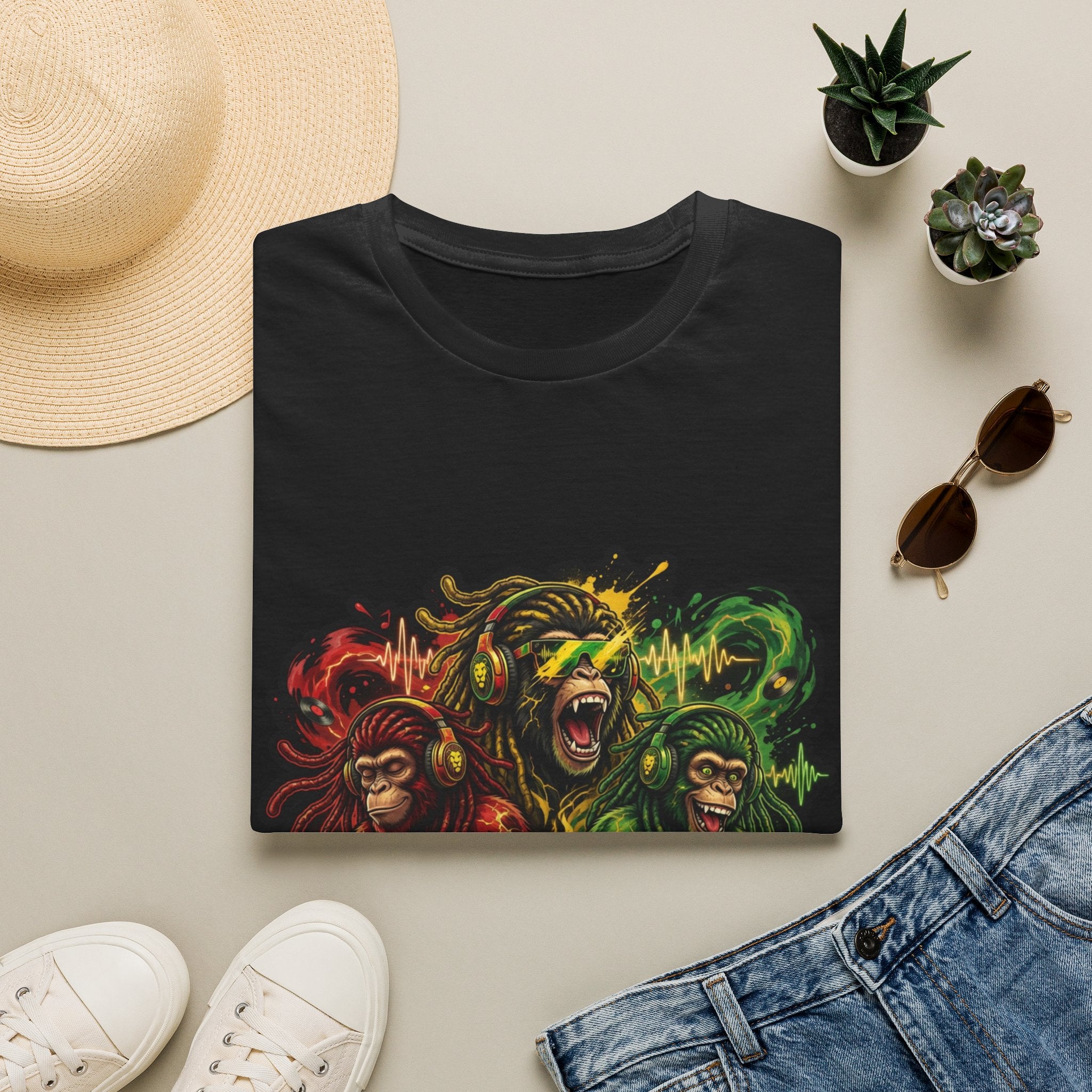 Rasta Lion & Monkeys Graphic T-Shirt