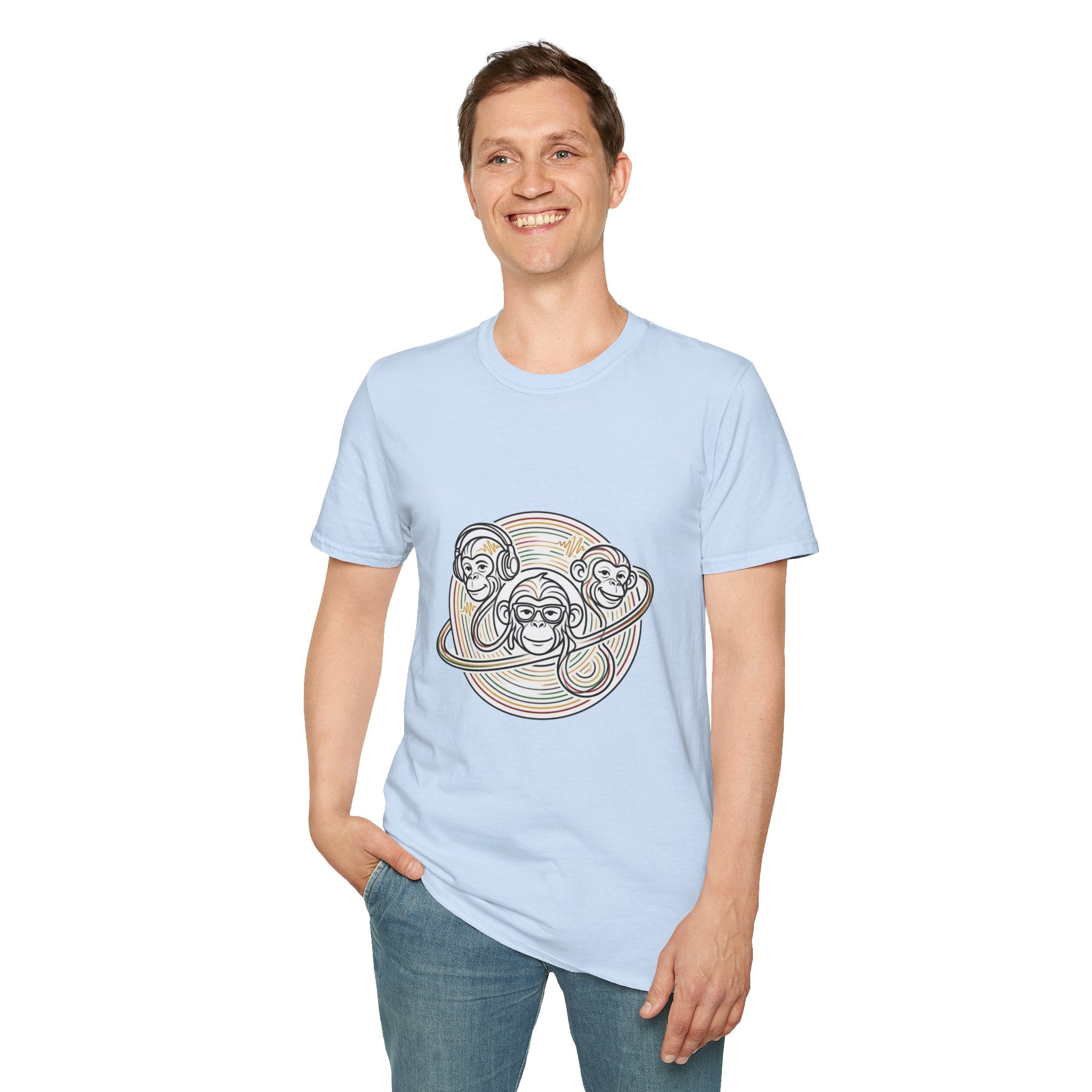 Three Wise Monkeys T-Shirt — Retro Rainbow Prank/See No Evil Design