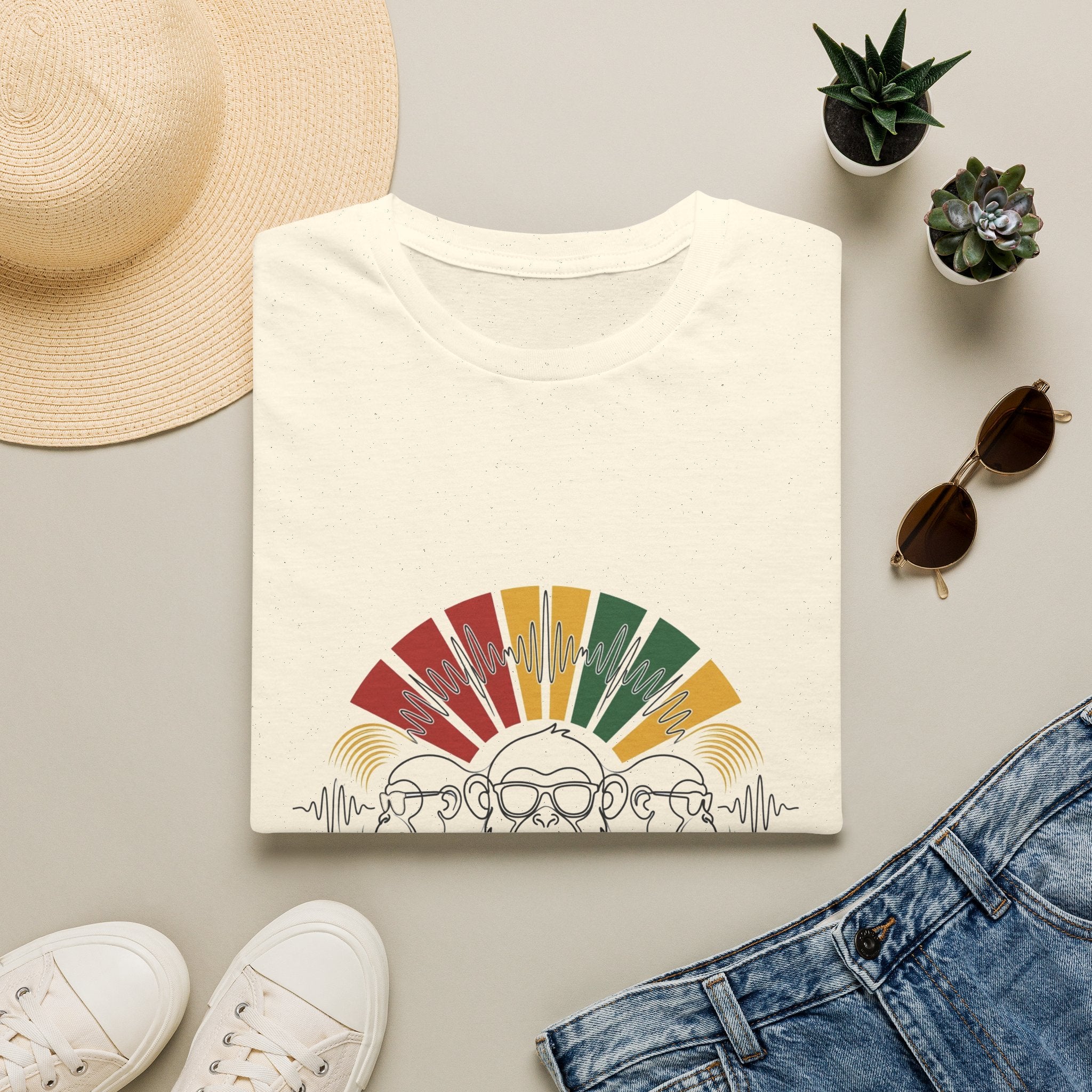 Retro Rainbow Sunface T-Shirt — Vintage Hippie Skull & Sunglasses Graphic