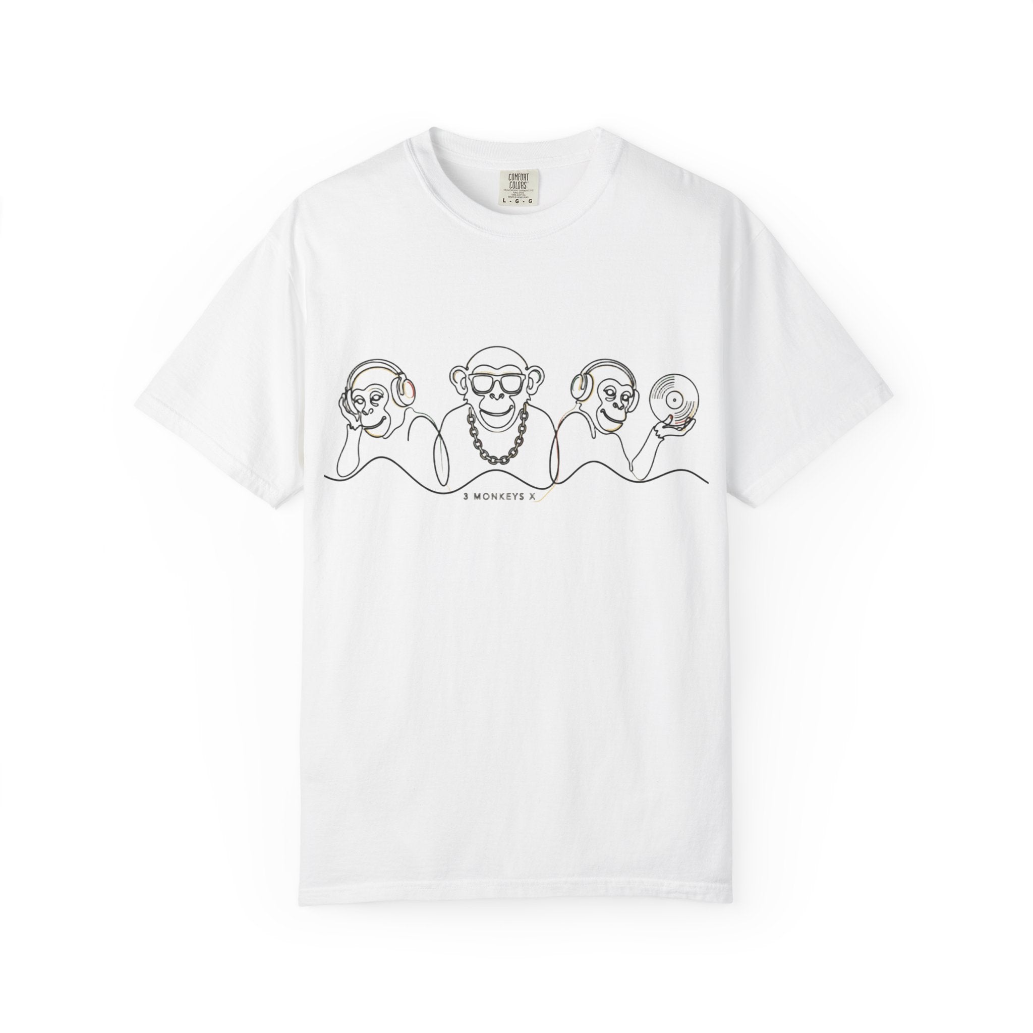 T-Shirt — Three Wise Monkeys Minimal Line Art (See No Evil, Hear No Evil, Speak No Evil)