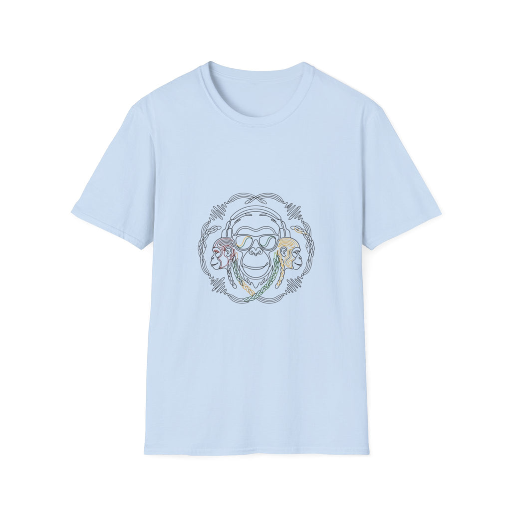 T-Shirt — Colorful Line Art Monkey Crew Tee