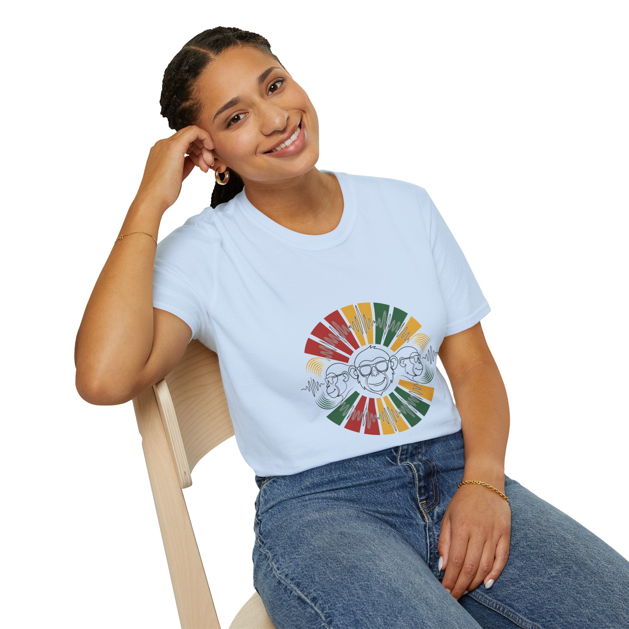 Retro Rainbow Sunface T-Shirt — Vintage Hippie Skull & Sunglasses Graphic