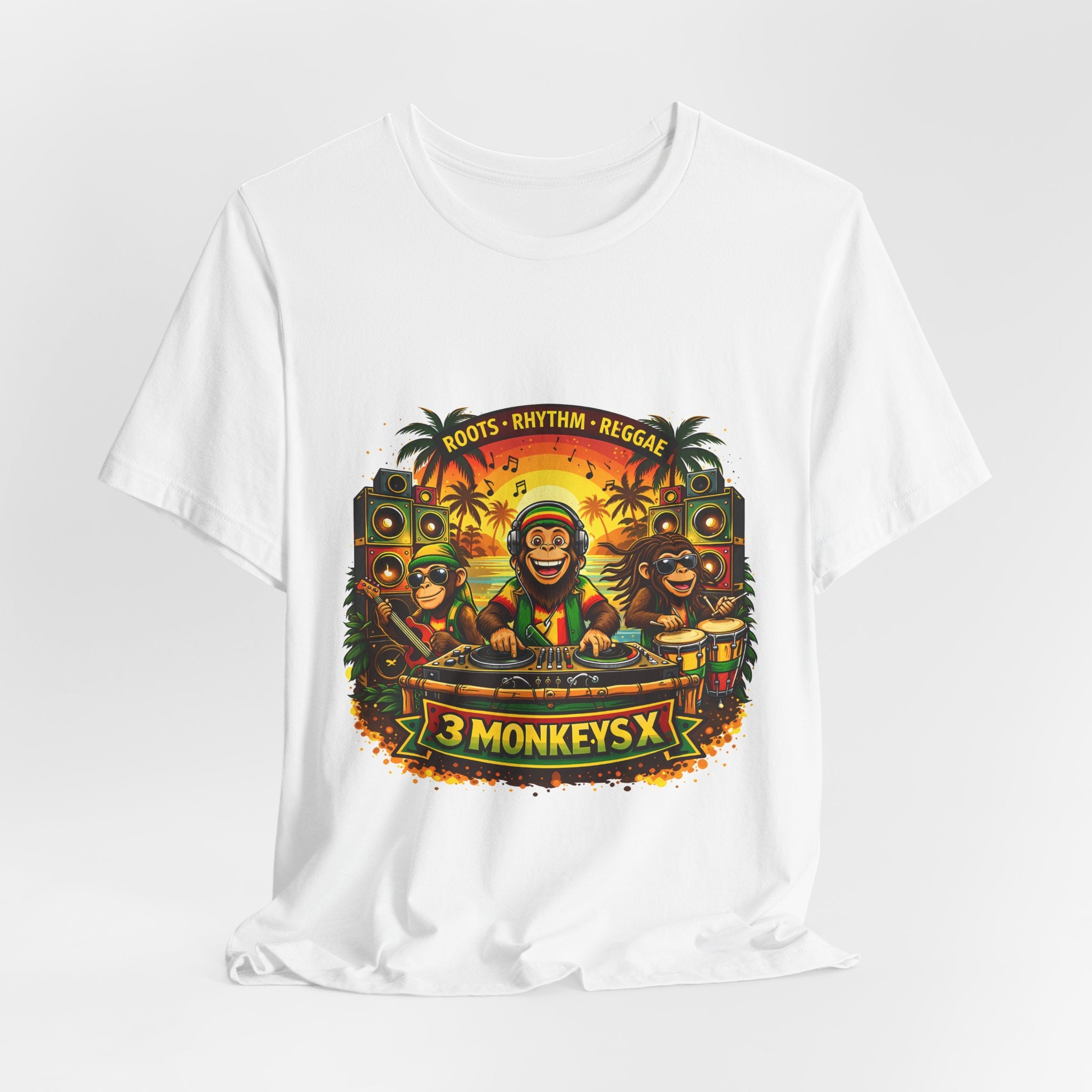 Reggae DJ 3 Monkeys Tee — Roots Rhythm Rebel T-Shirt