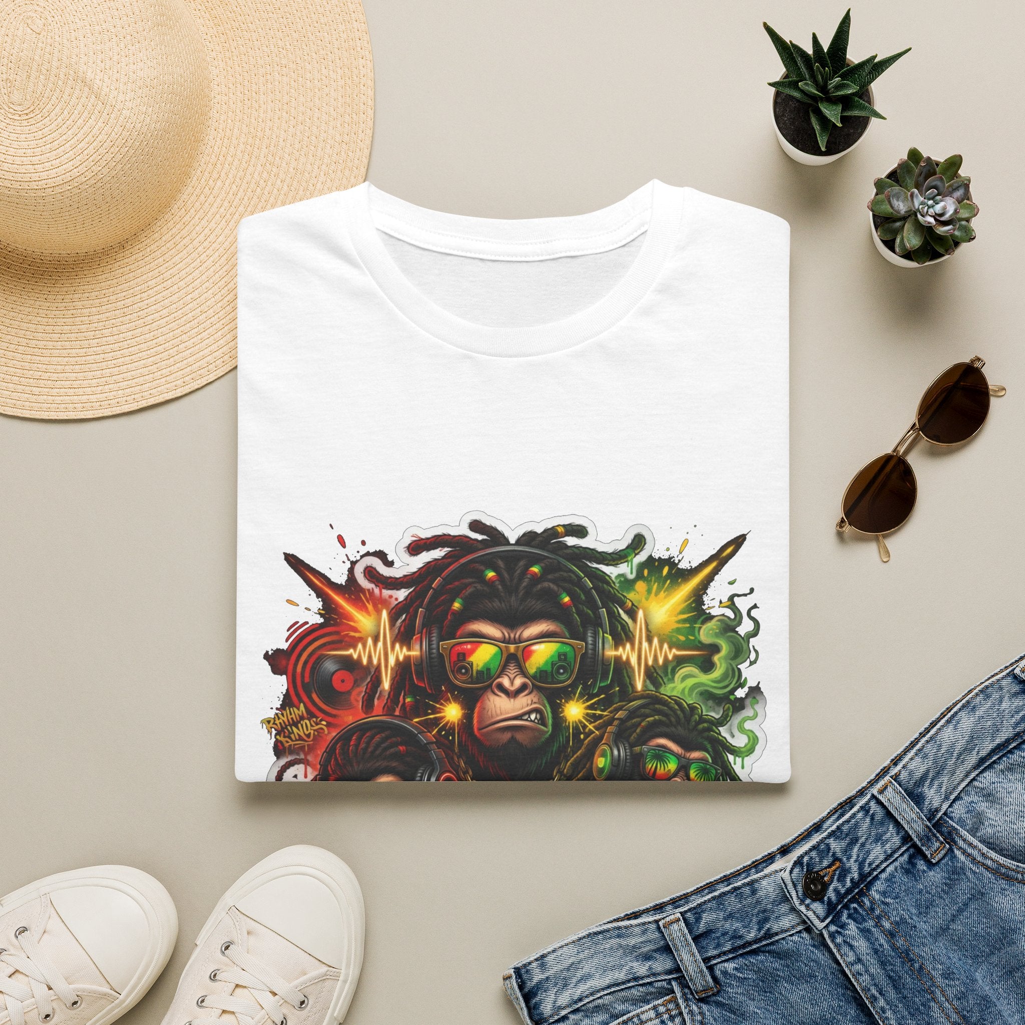Reggae Monkey T-Shirt — Rasta Dreadlock Ape Graphic Tee