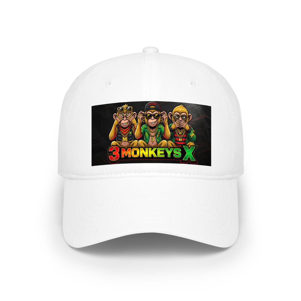 3 Monkeys Rasta Logo Baseball Cap — Low Profile Reggae Hat