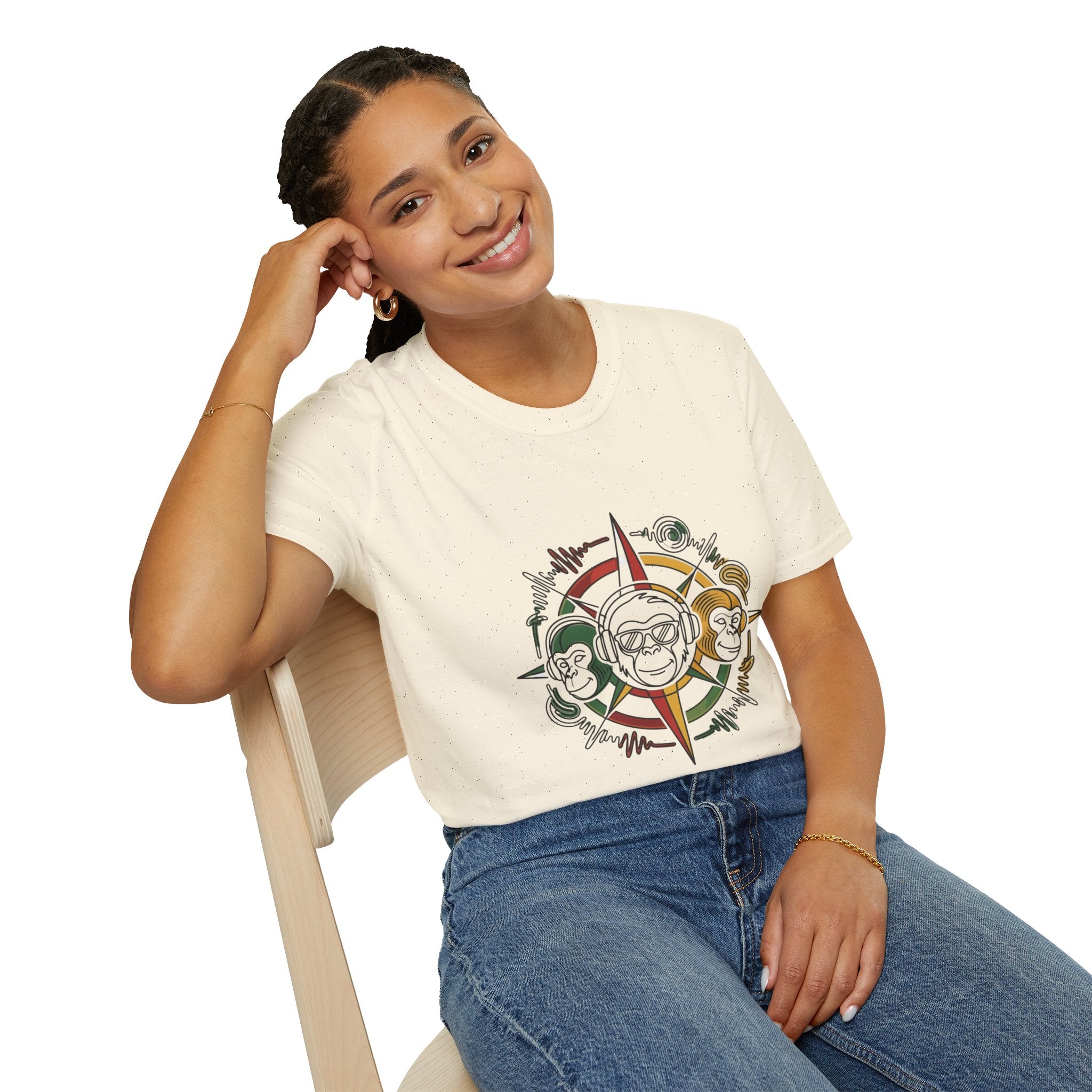 Compass Crew Graphic T-Shirt — Retro Music Skull Compass Design