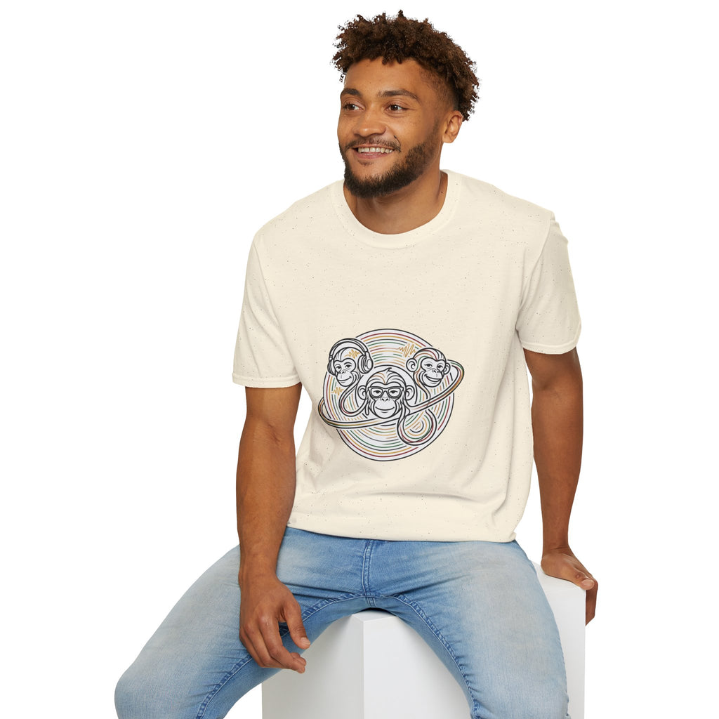 Three Wise Monkeys T-Shirt — Retro Rainbow Prank/See No Evil Design