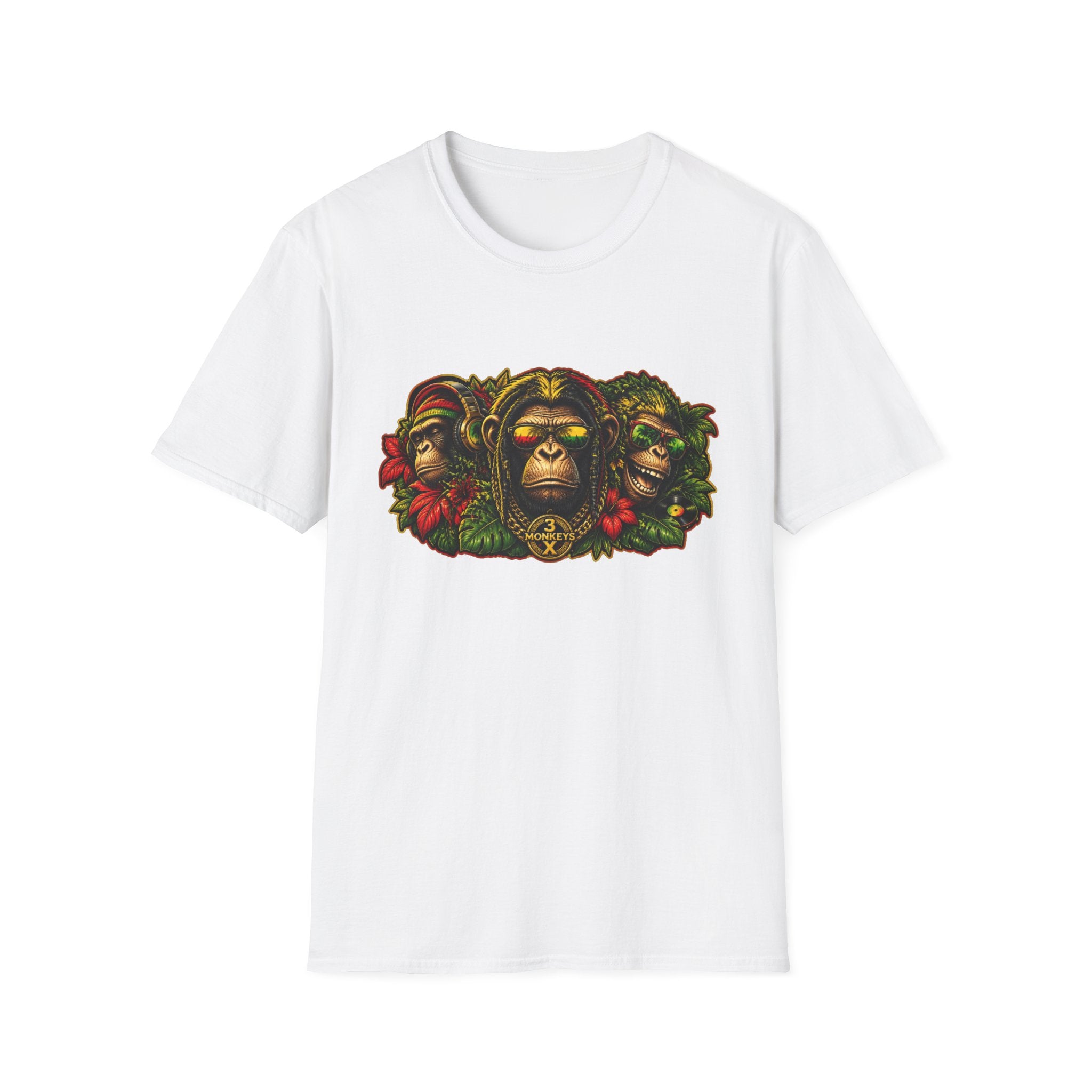 Tribal Monkey Trio Graphic T-Shirt — Jungle Mask Ape Art Tee