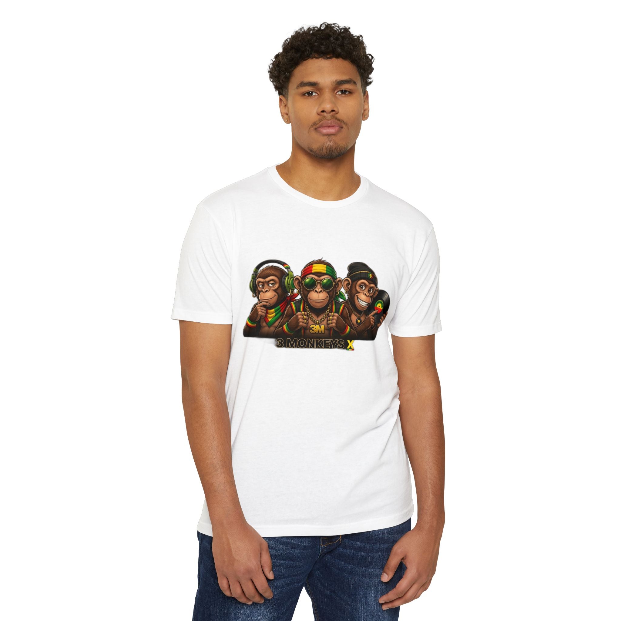 Rasta Monkeys Graphic T-Shirt — Three Wise Monkeys Reggae Design