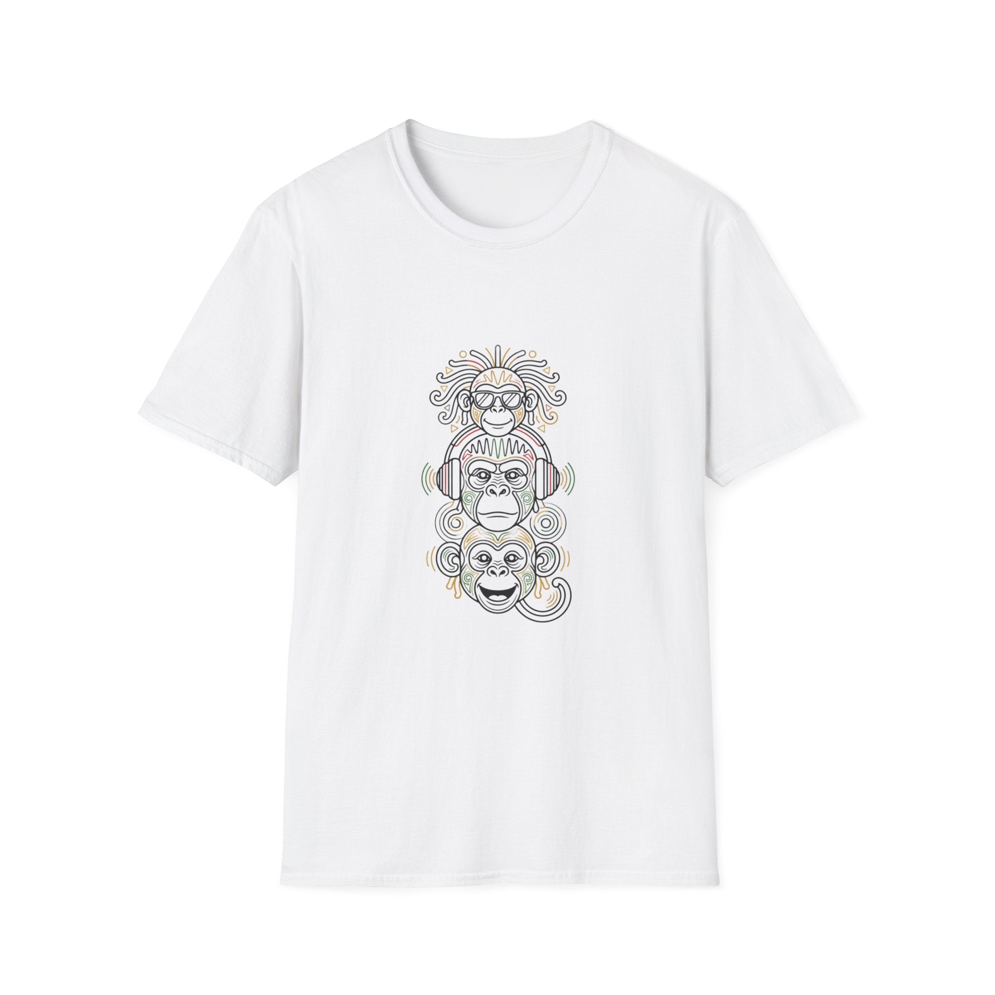 Spiritual Monkey Stack T‑Shirt — Boho Tribal Meditation Graphic Tee