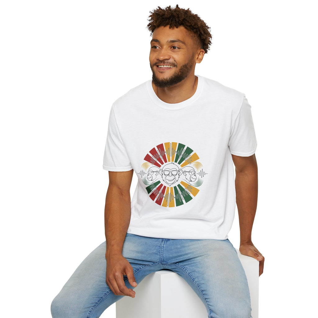 Retro Rainbow Sunface T-Shirt — Vintage Hippie Skull & Sunglasses Graphic