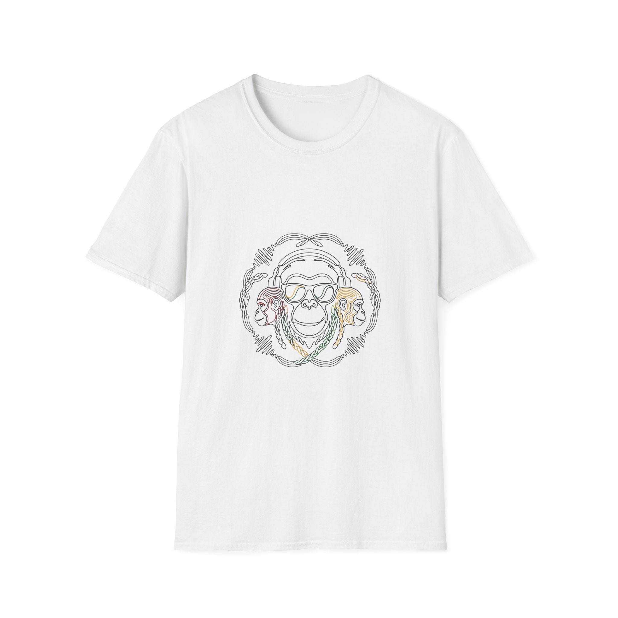 T-Shirt — Colorful Line Art Monkey Crew Tee